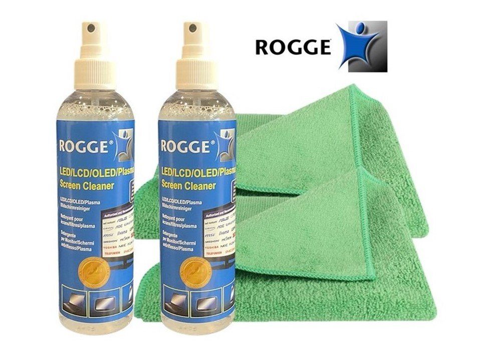 Rogge ROGGE 2x 250ml Bildschirmreiniger clear inkl. 2x Microfasertücher Sprühreiniger (2-St)