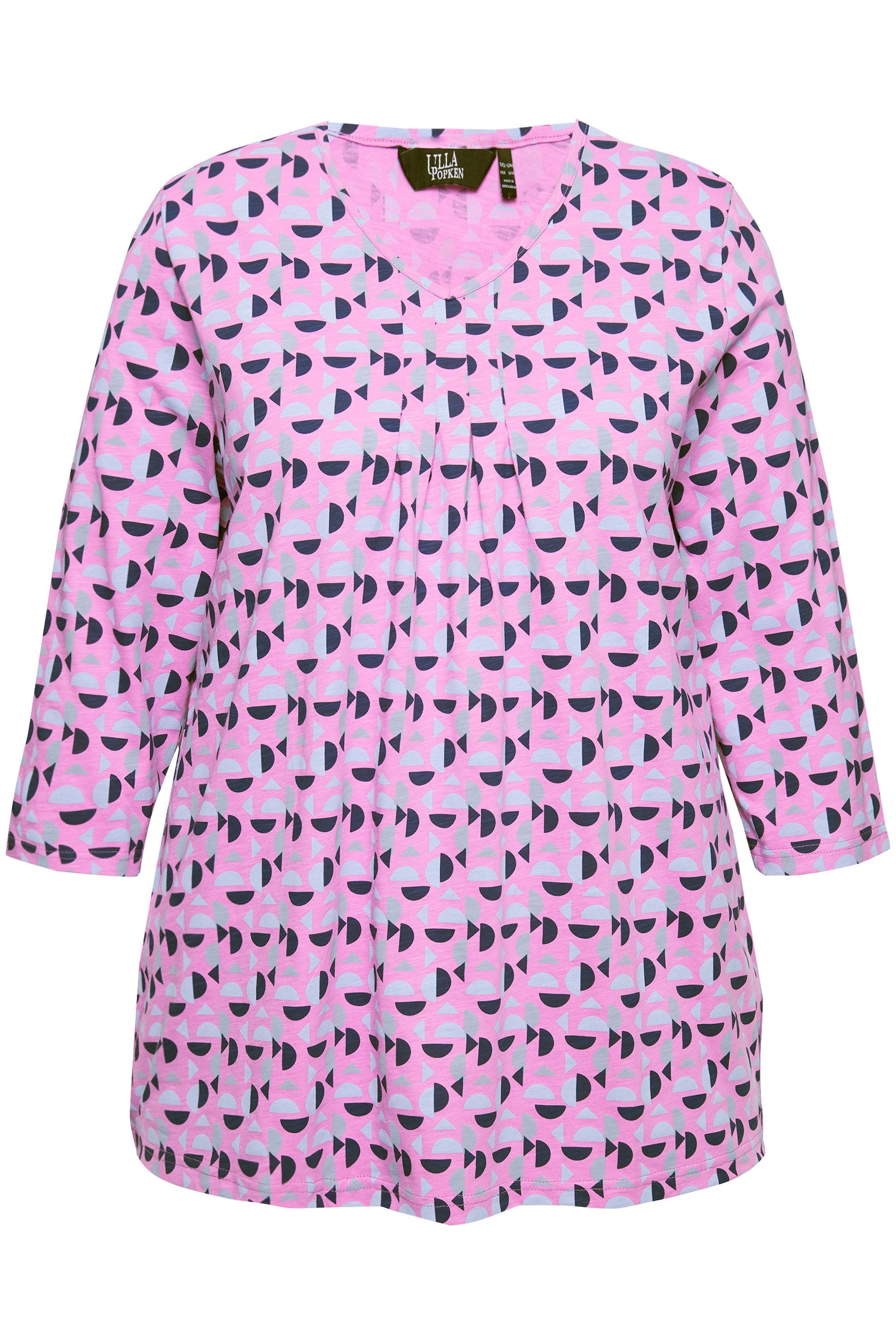 Ulla Popken T-Shirt T-Shirt A-Linie V-Ausschnitt günstig online kaufen