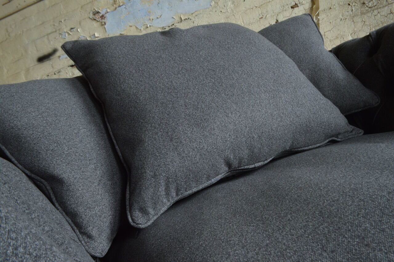 JVmoebel Chesterfield-Sessel Klassischer Sessel aus grauem Textil mit massivem Holzgestell, Made in Europa