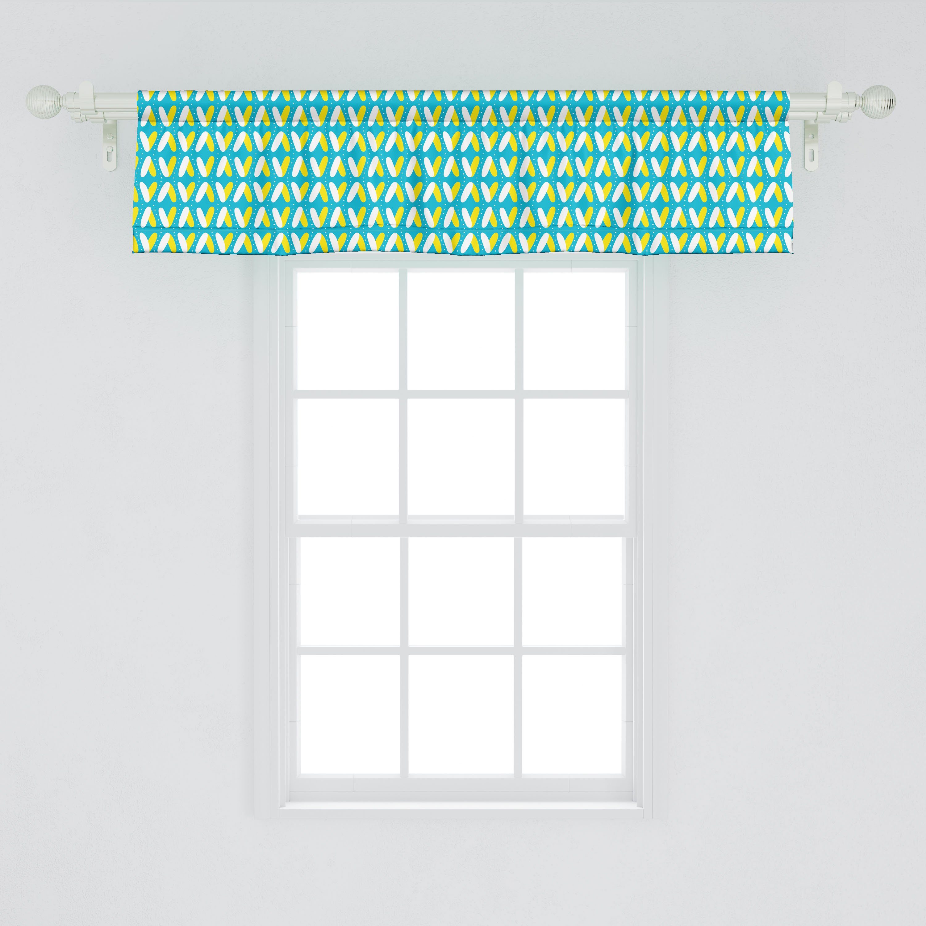 Küche V-Form-Motive Vorhang Stangentasche, Abakuhaus, Punkte und Abstrakt Schlafzimmer Microfaser, mit für Dekor Volant Scheibengardine