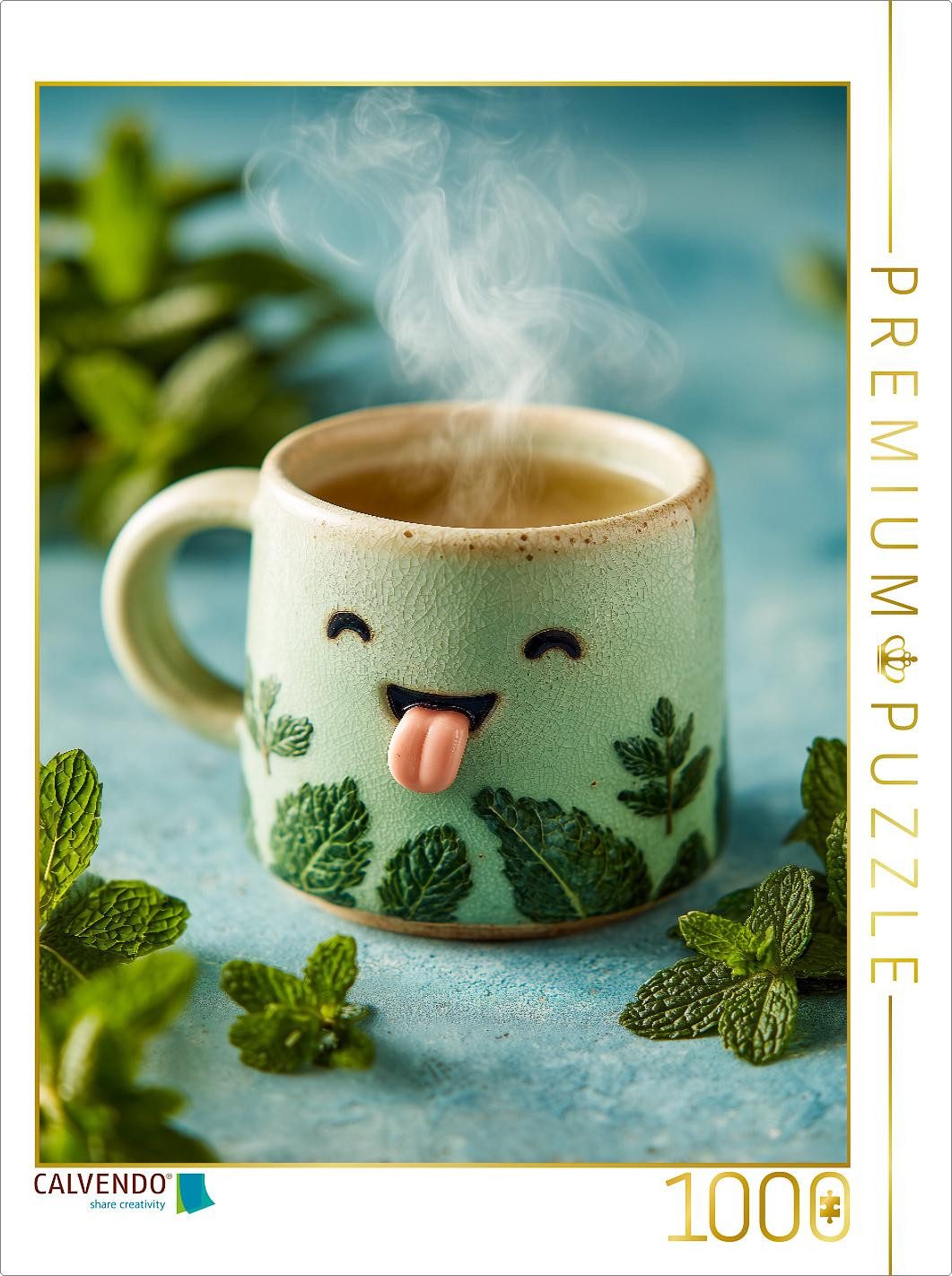 CALVENDO Puzzle CALVENDO Puzzle Frecher Pfefferminztee streckt die Zunge raus - Lustig, 1000 Puzzleteile