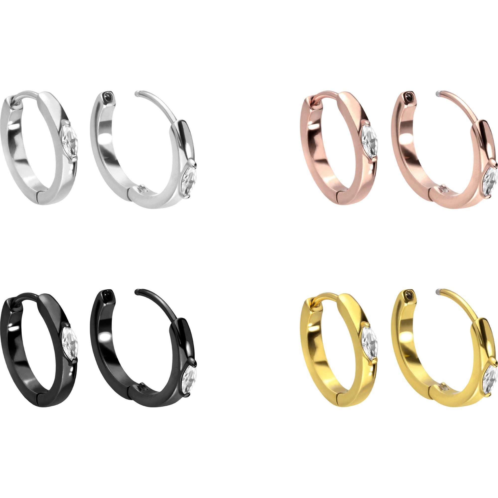 FILANGO Paar Creolen Chirurgenstahl Ohrclicker Creolen EINGEFASSTER KRISTALLTROPFEN (Creolen, 1-tlg)