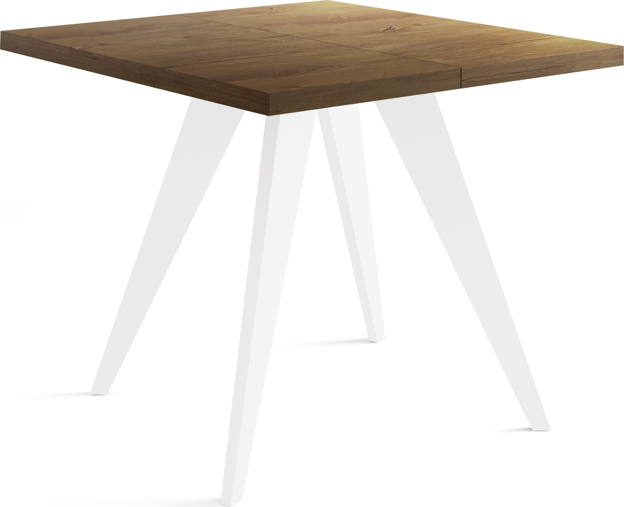 WFL GROUP Esstisch Quadro ausziehbar quadratisch loft mit weißen Holzbeinen (MADE IN EU, erhältlich in zwei Größen – 100/100 cm, ausziehbar auf 150/200 cm), platzsparender Tisch für kleine Küche, Esszimmer oder Wohnzimmer