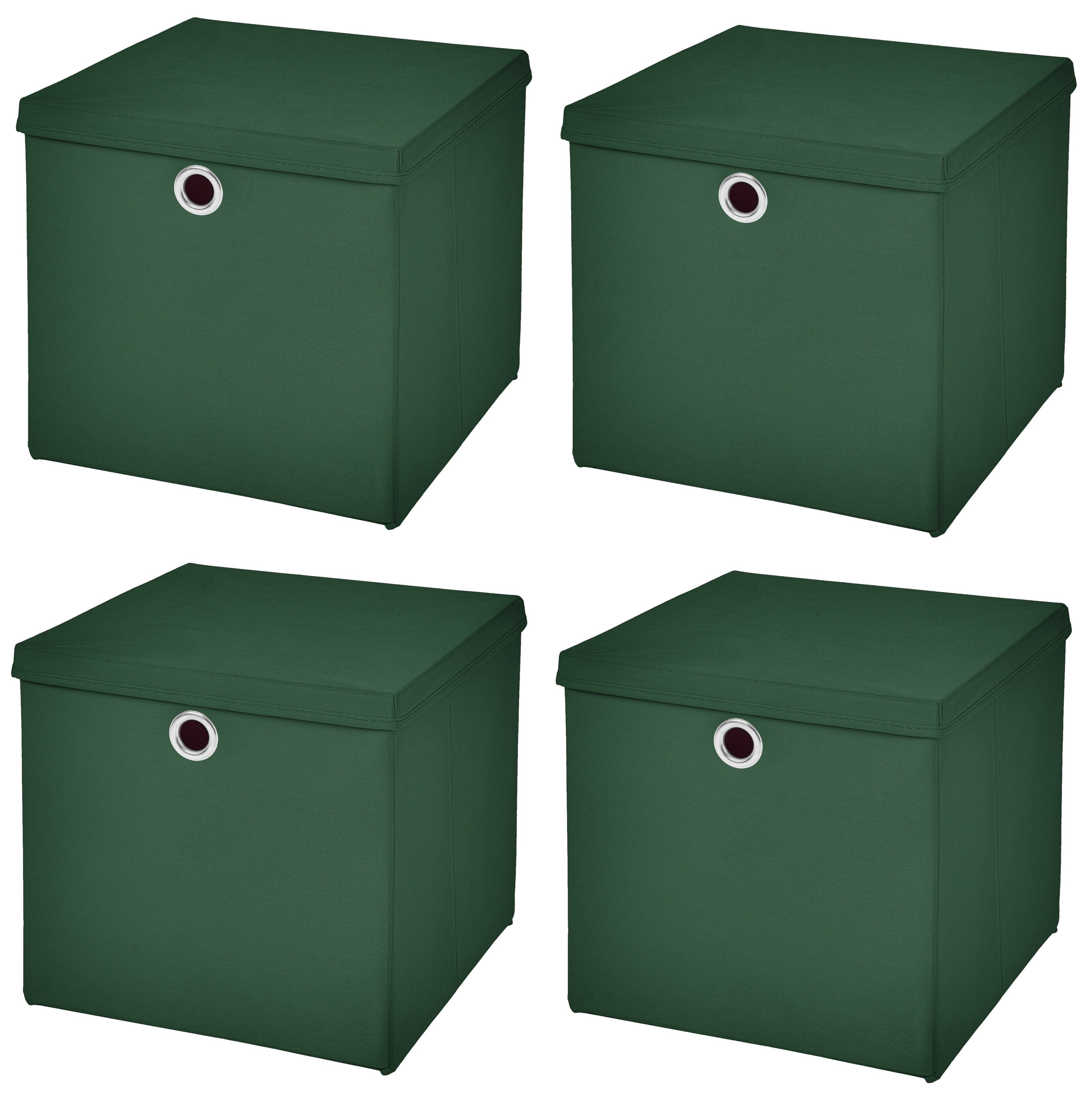 StickandShine Faltbox 4 Stück 32 x 32 x 32 cm Faltbox mit Deckel Stoffbox Aufbewahrungsbox