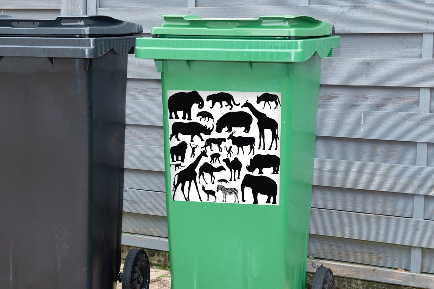 MuchoWow Wandsticker Eine Silhouettenillustration Mülltonne, der Big Container, Abfalbehälter Five Mülleimer-aufkleber, St), und Sticker, Tiere anderer (1