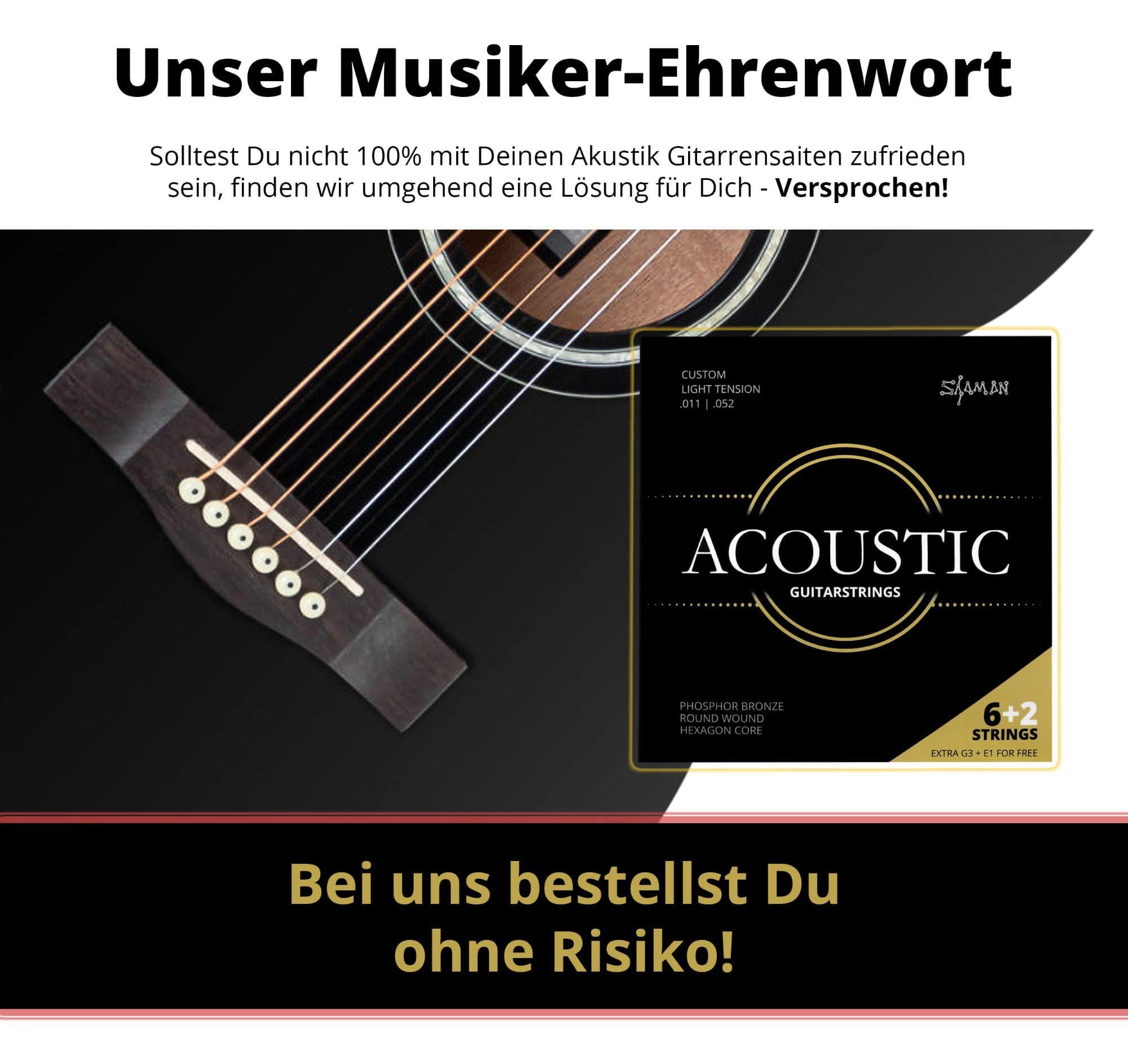 Shaman Saiten Gitarrensaiten für Westerngitarre, (Spar-Set, 33-tlg), plus 2 Ersatz-Saiten G-Saite und extra hohe E-Saite