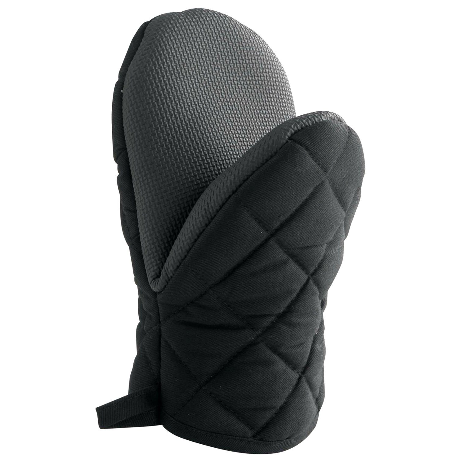 Macosa Home Topfhandschuhe rutschfest Polybaumwolle Handschuh, Topfhalter schwarz Backofenhandschuh Küchenhelfer Backhandschuh Neopren gesteppt