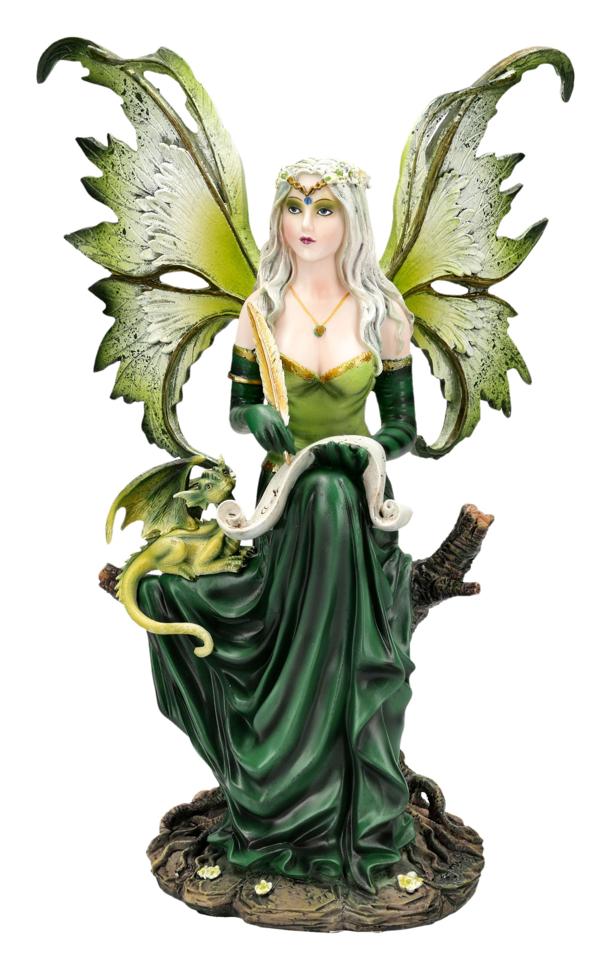 Figuren Shop GmbH Fantasy-Figur Elfenfigur Prinzessin Giada – Fantasy Statue mit Drache 30cm Dekofigur