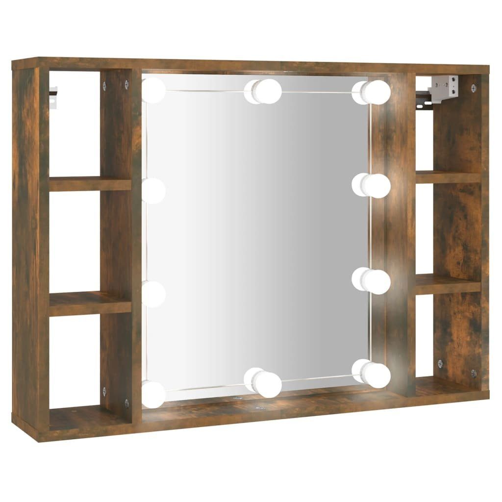 vidaXL Badezimmerspiegelschrank Räuchereiche 76x15x55 Spiegelschrank mit (1-St) LED cm