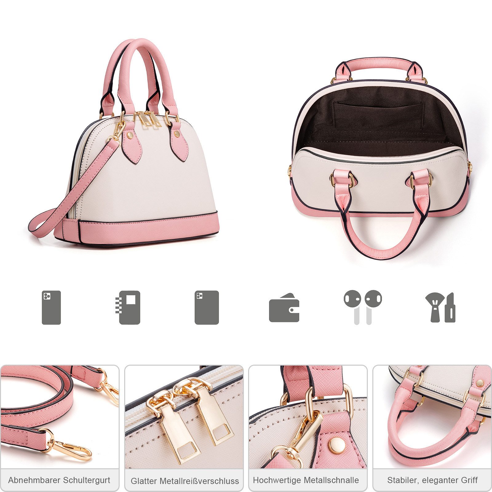 OKWISH Henkeltasche Umhängetasche Handtasche Tragetasche Aktentasche Tasche (Schultertasche Arbeitstasche Messenger-Tasche Top Griff Schultergurt, 4-tlg., Bürotasche, Ledertasche, Unitasche, Freizeittasche), für Frau Frauen Jungen Freizeit Business Schule Büro Reisen usw