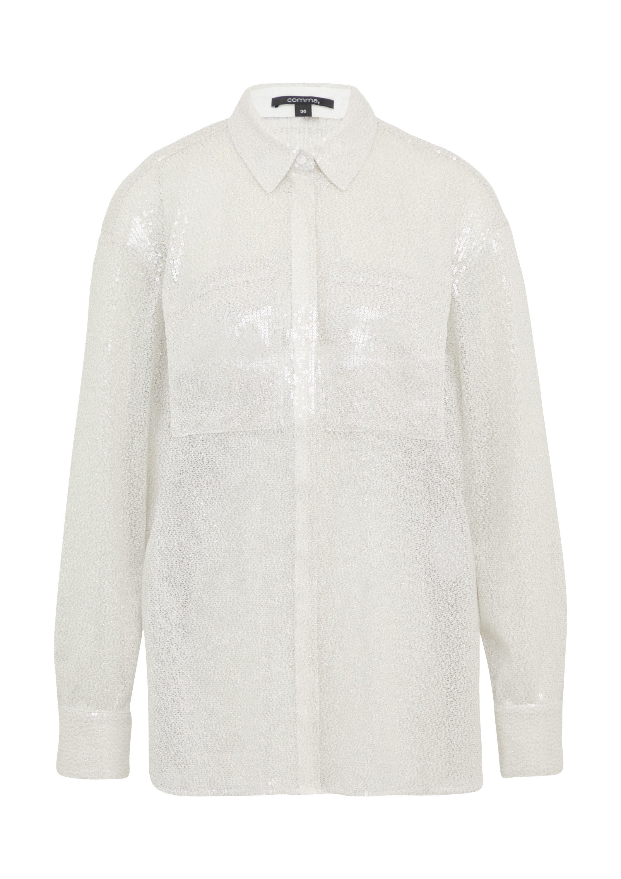 comma Langarmbluse Bluse Festive Oversize-Hemdbluse mit Pailletten günstig online kaufen