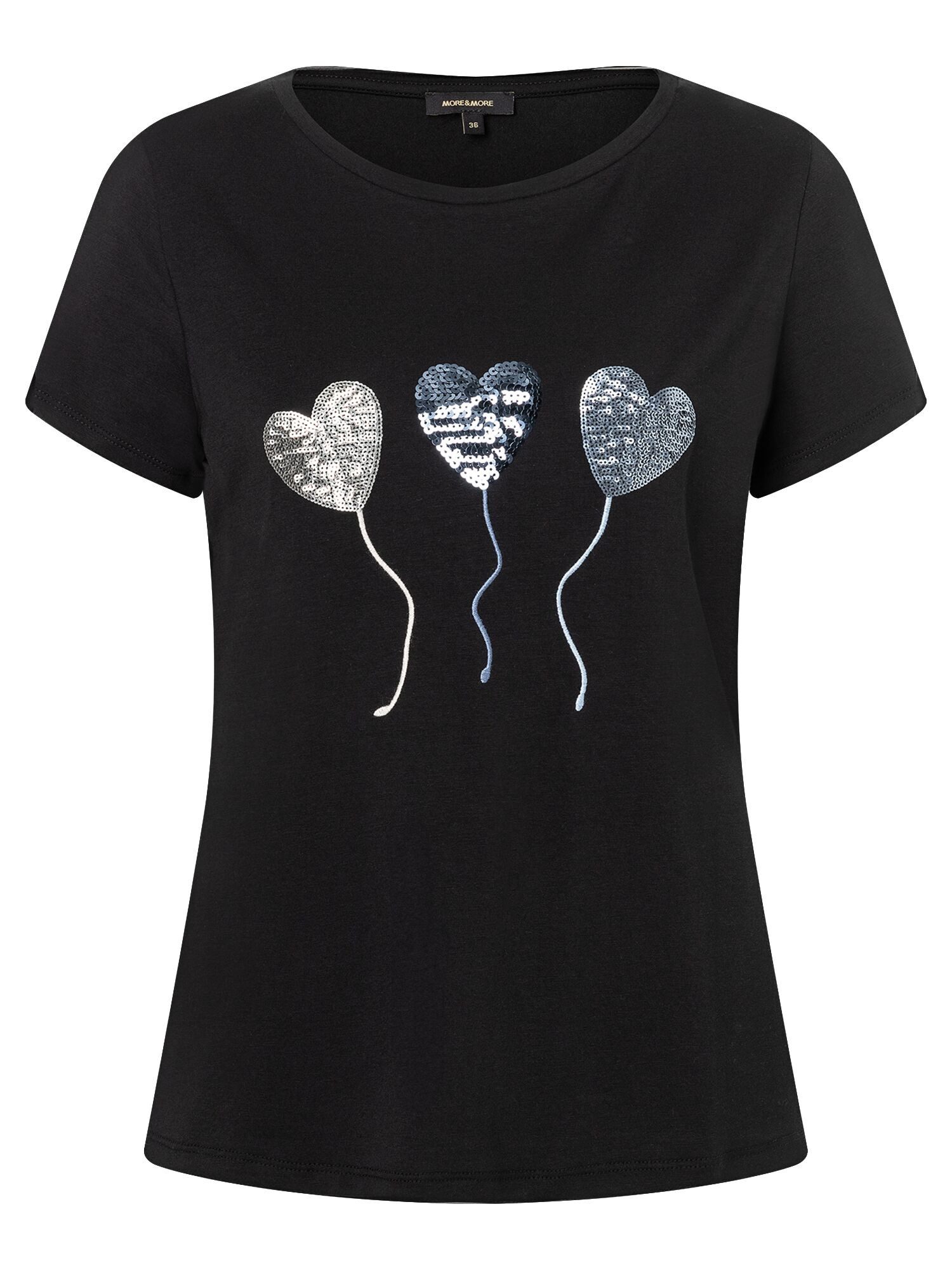 MORE&MORE Kurzarmshirt Paillettenherzenshirt günstig online kaufen