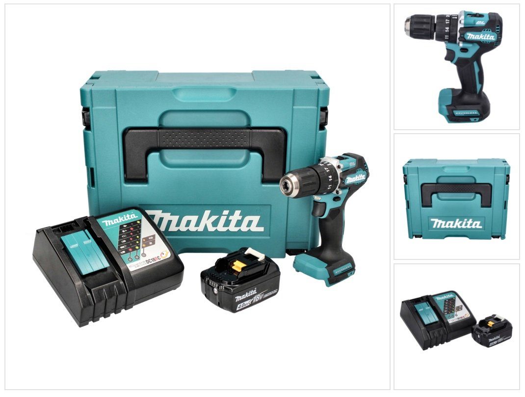 Makita Schlagbohrmaschine DHP 487 RM1J Akku Schlagbohrschrauber 18 V 40 Nm Brushless + 1x Akku