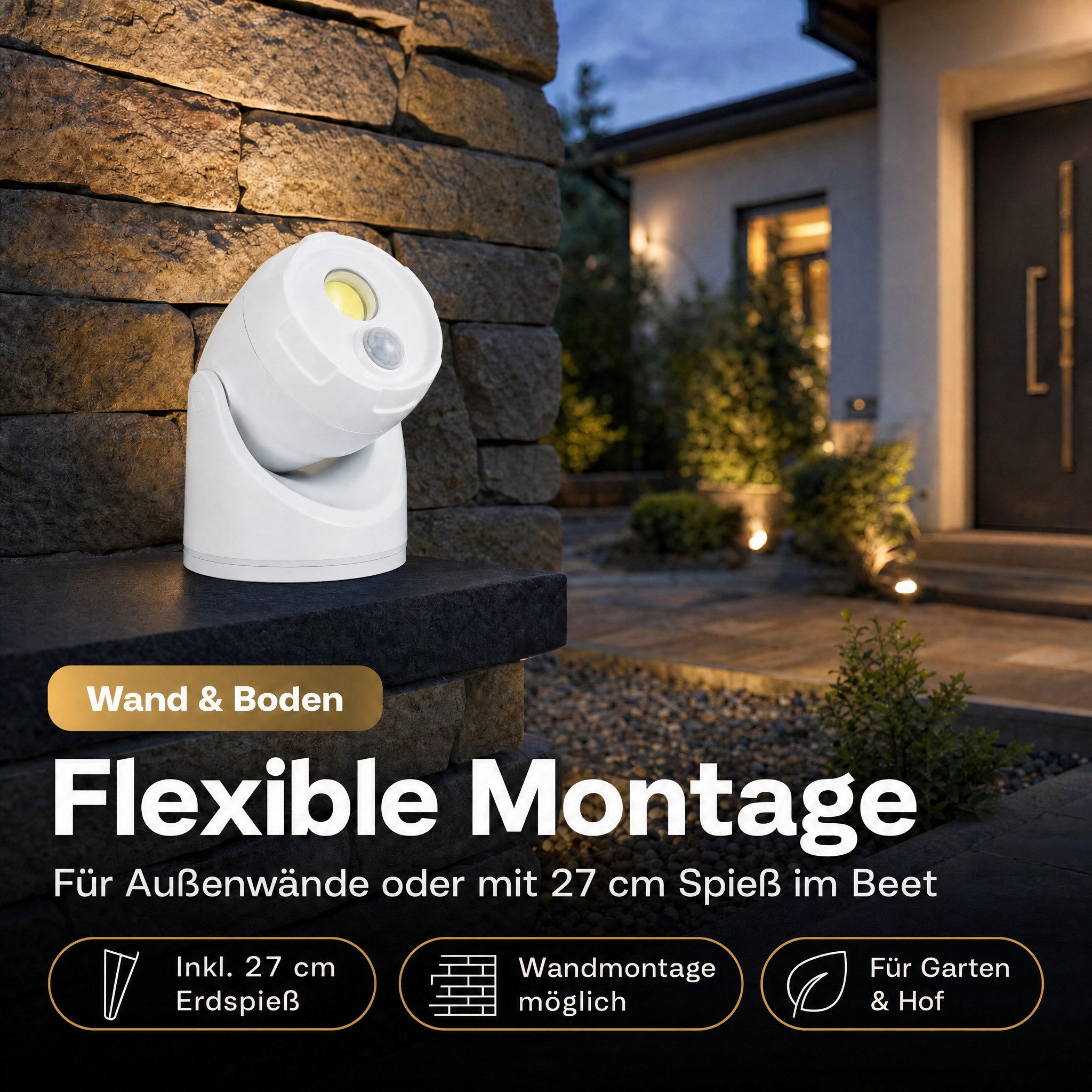 Northpoint LED Wandstrahler LED Batterie Spot Strahler Flutlicht Bewegungsmelder inkl. D-Batterien – Bild 5 von 5