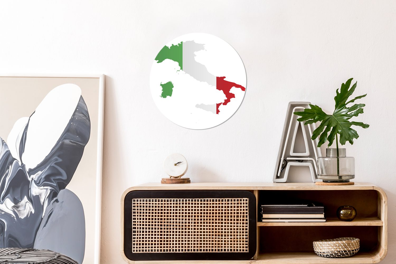 Karte Flagge, Rundes Italien Wohnzimmer, von MuchoWow mit cm Wandbild, Kreis Forex, Gemälde (1 Wanddekoration 30x30 St), der