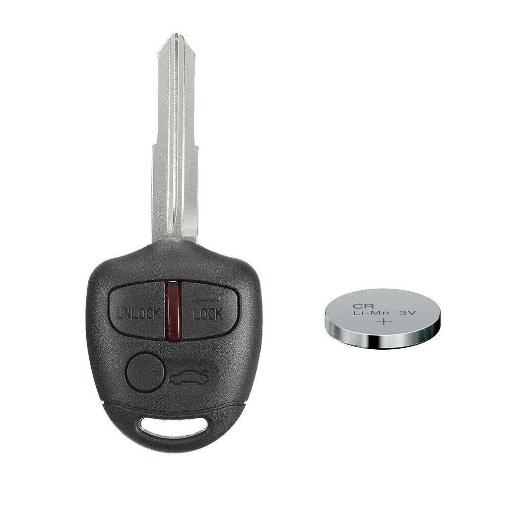 mt-key Auto Schlüssel Gehäuse 3 Tasten + 1x Rohling MIT11R + passende CR1616 Knopfzelle, CR1616 (3 V), für Mitsubishi Funk Fernbedienung