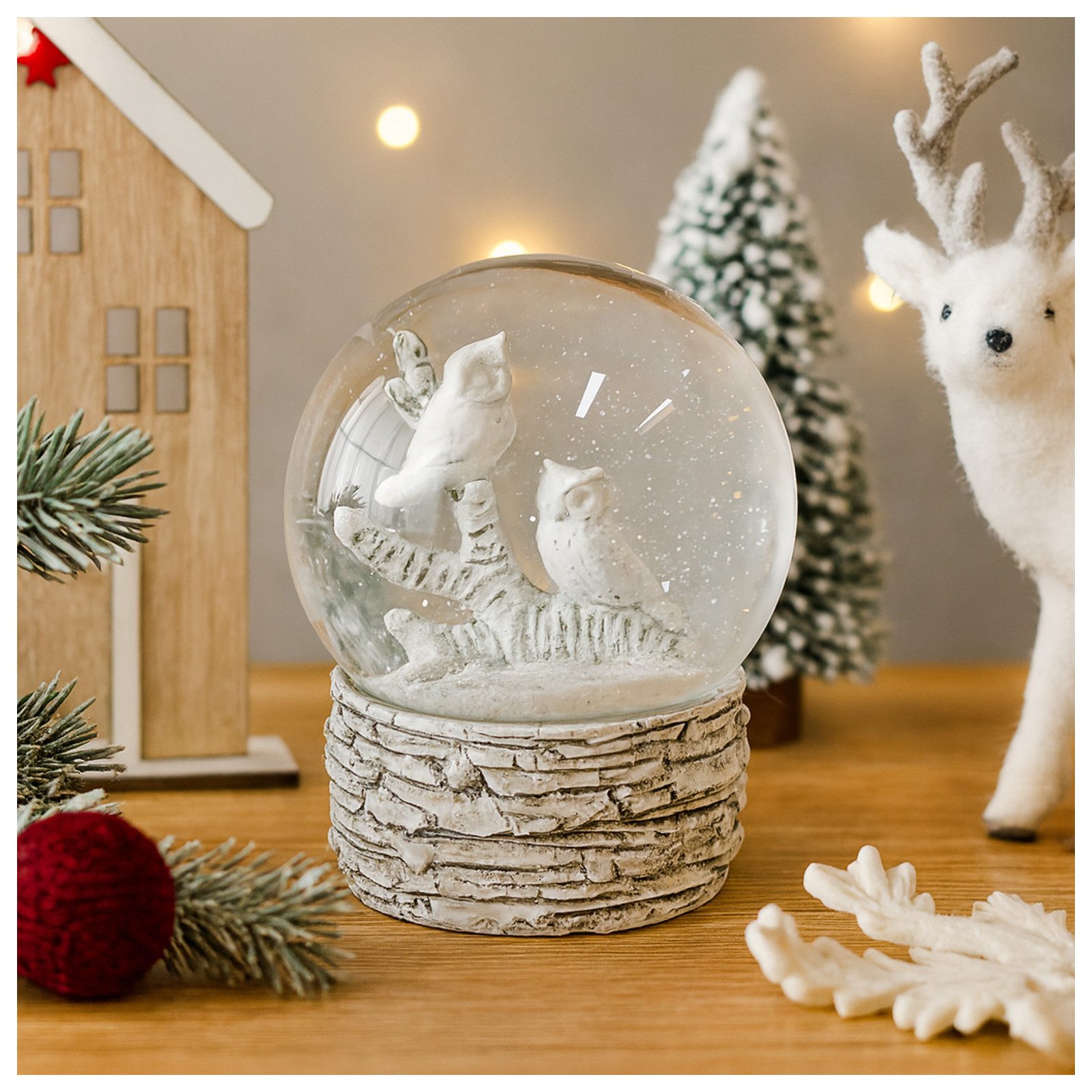 HTI-Living Schneekugel Schneekugel Eulen (Stück, 1 St., 1 Schneekugel), Dekofigur Weihnachtsdekoration