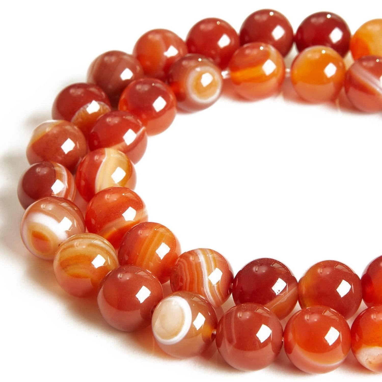 LuxusKollektion Bastelperlen Perlen Achat Orange Gestreift 8mm 45 Stück