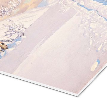 Posterlounge Forex-Bild Gustaf Edolf Fjæstad, Winterlandschaft mit Skispuren, Wohnzimmer Modern Malerei