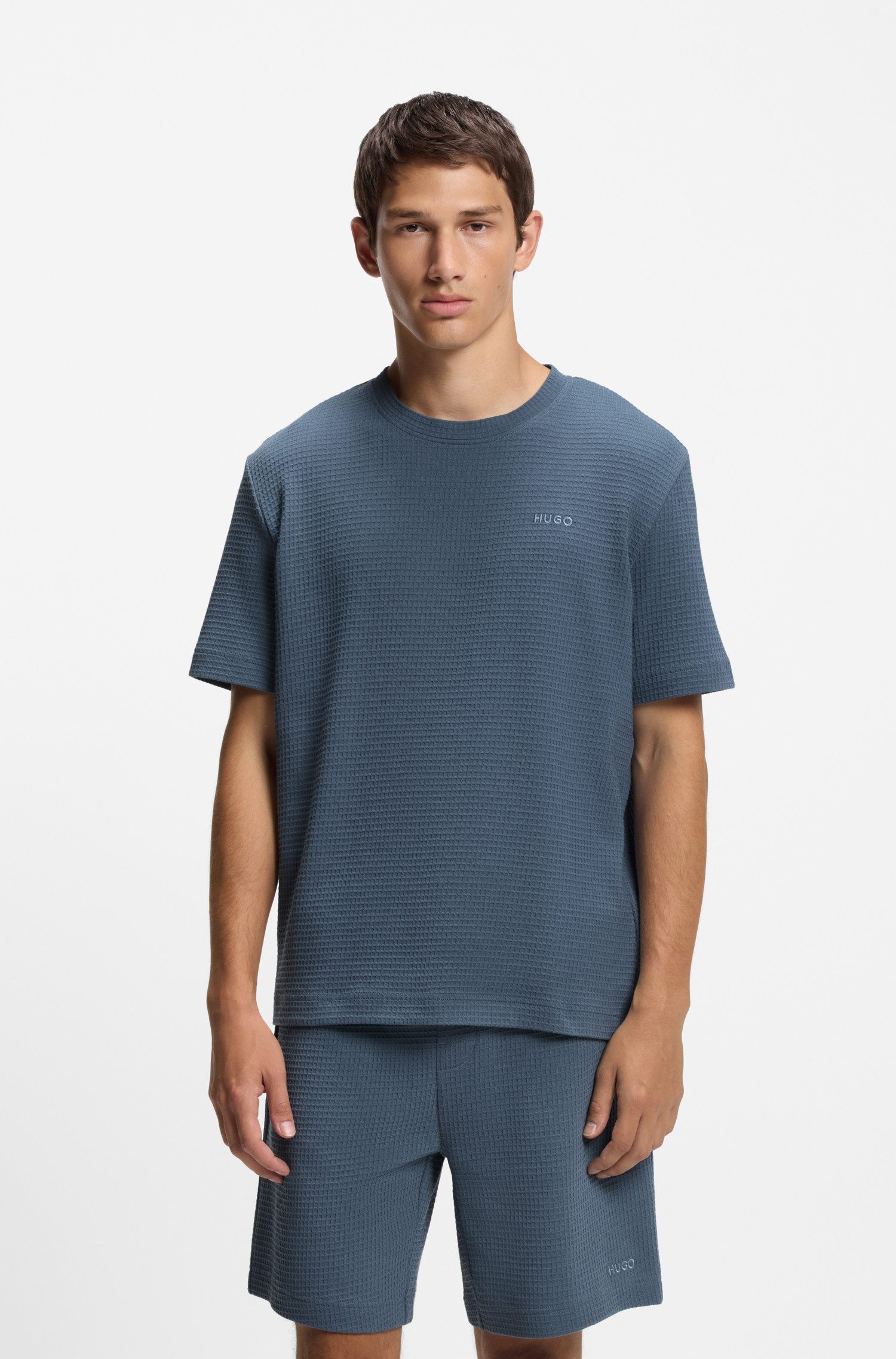 HUGO T-Shirt,Austin T-Shirt Waffelstruktur und Logo-Stickerei günstig online kaufen