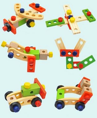 XDeer Kinder-Werkzeug-Set Holzspielzeug Kinder Werkzeugkoffer Lernspielzeug ab 3 Jahre, Lernspielzeug ab 3 Jahre Junge Mädchen Werkzeug Koffer Set Spiele