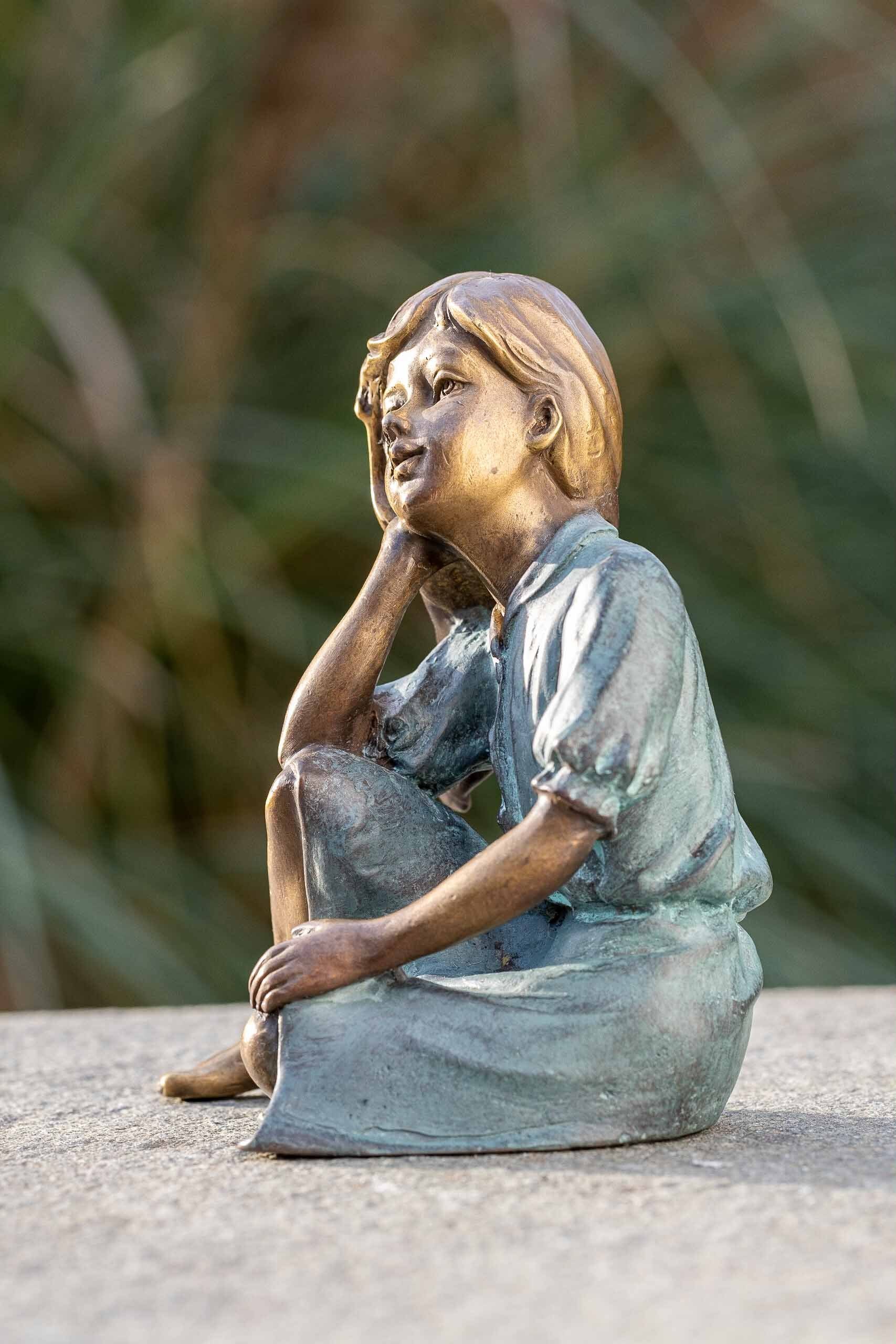 Bronze Mädchen, Bronze-Skulptur Aufblickendes Dekofigur IDYL IDYL