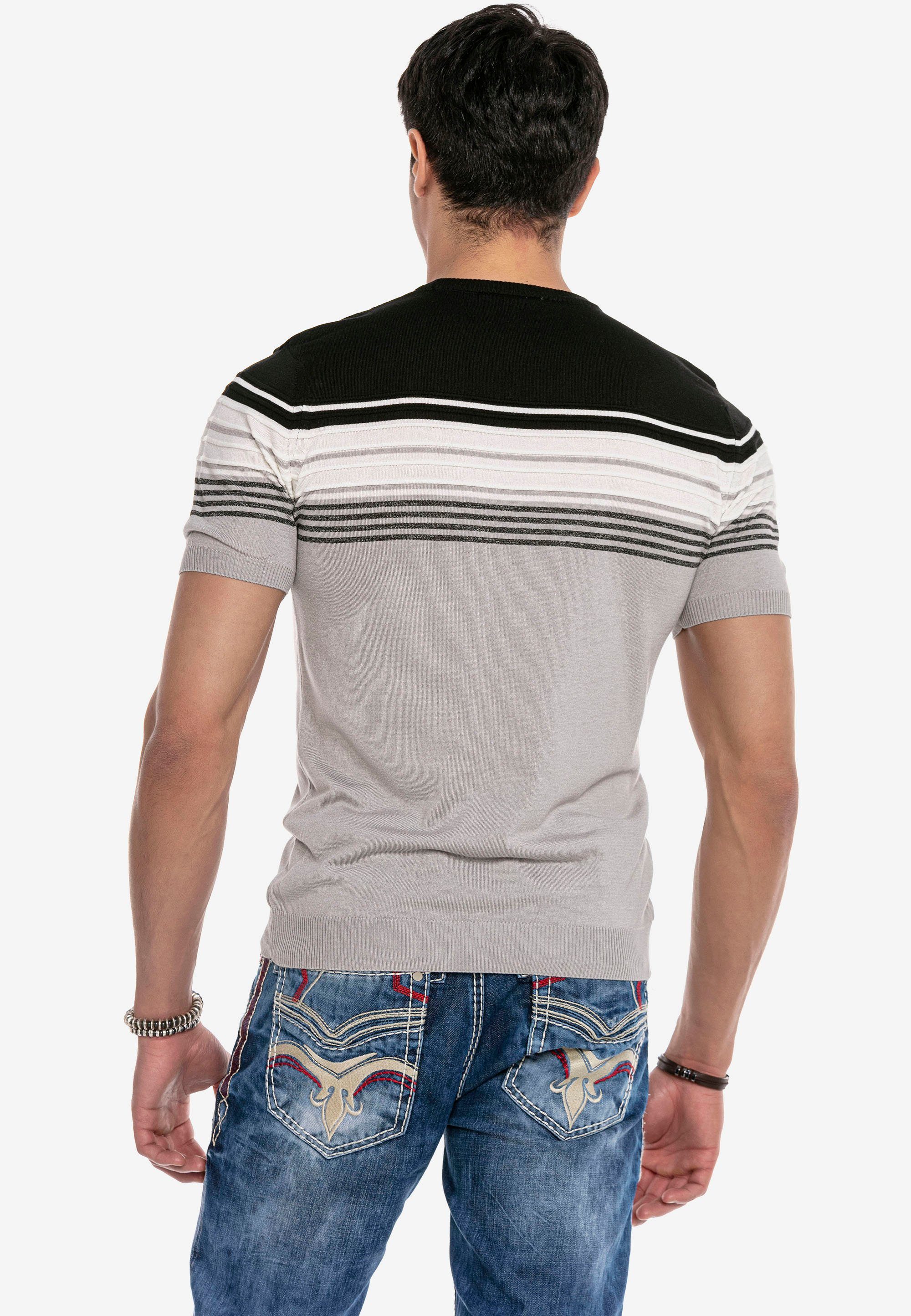 grau Streifenmuster & Baxx modischem mit T-Shirt Cipo