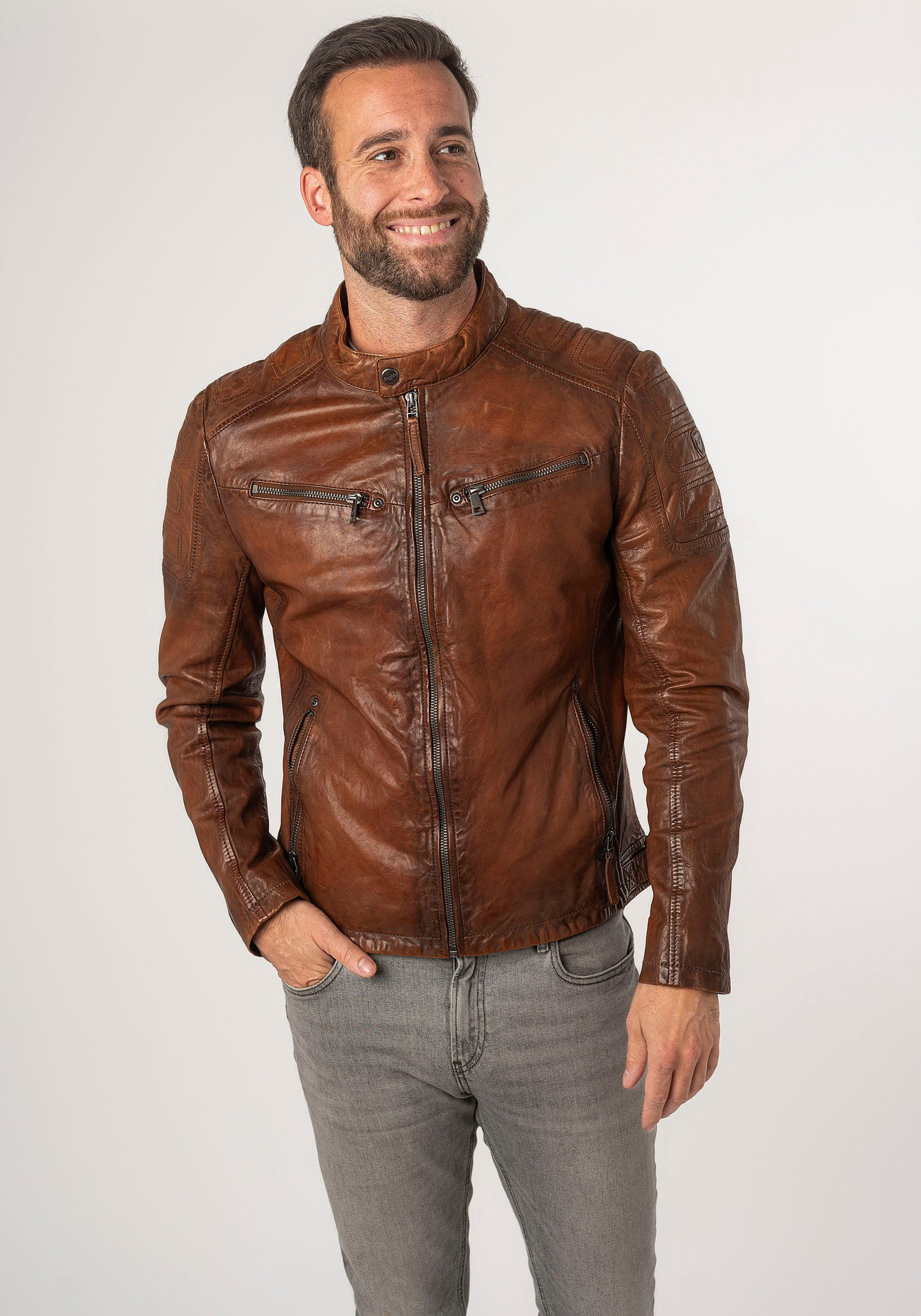 Mauritius Lederjacke MMReeser mti Reißverschluss, Stehkragen, günstig online kaufen