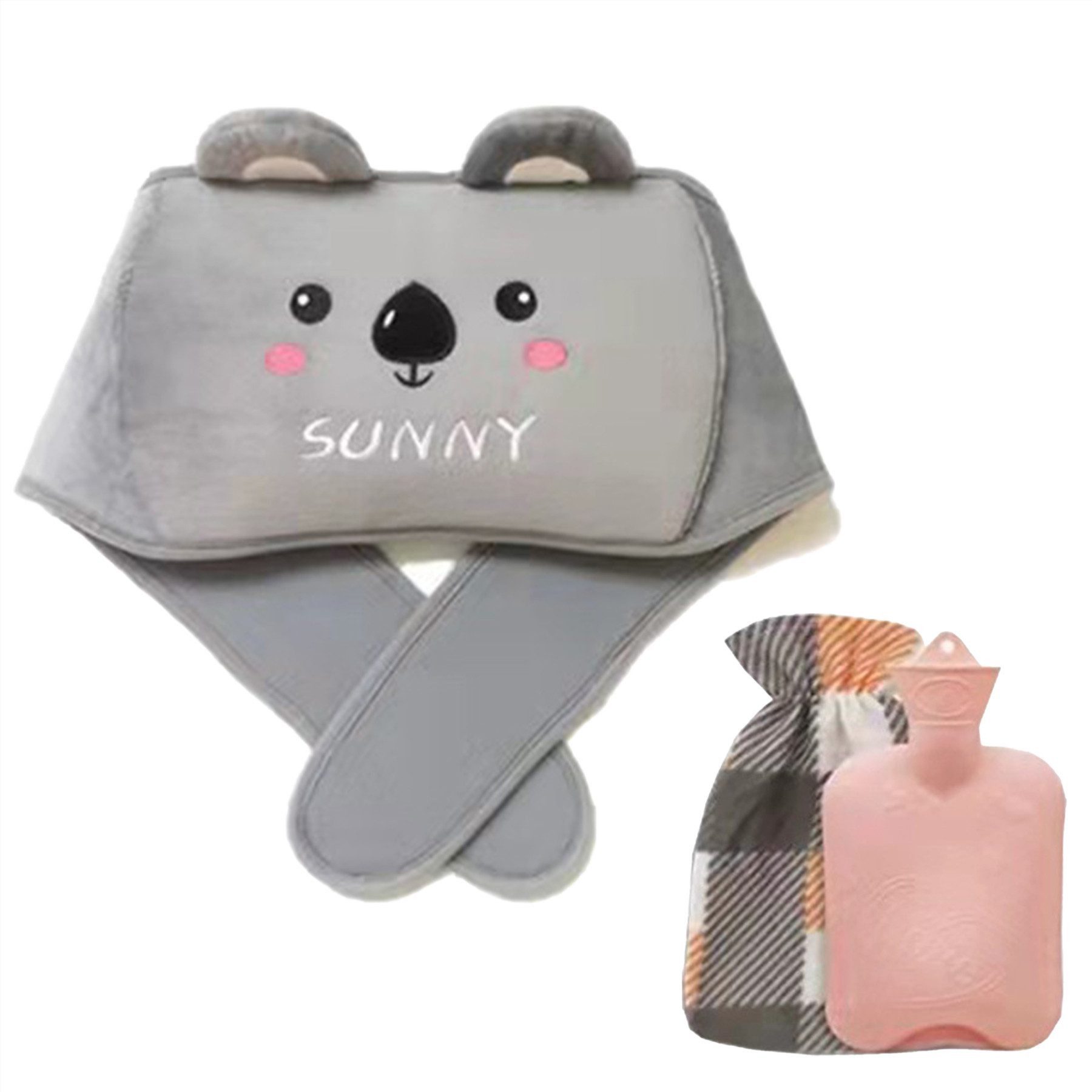 Mutig Wärmflasche Wärmflaschengürtel Wärmflasche,3-teiliges Set mit Bezug,Extra Langer, (Extra Langer 120cm,Niedliches Cartoon-Tiermuster,Extrem flauschig, 3-teiliges Set für Nacken und Schulter, Rücken, Beine, Taillenwärmung), Sicher & Auslaufsicher,Weich & Hautfreundlich,langanhaltende Wärme