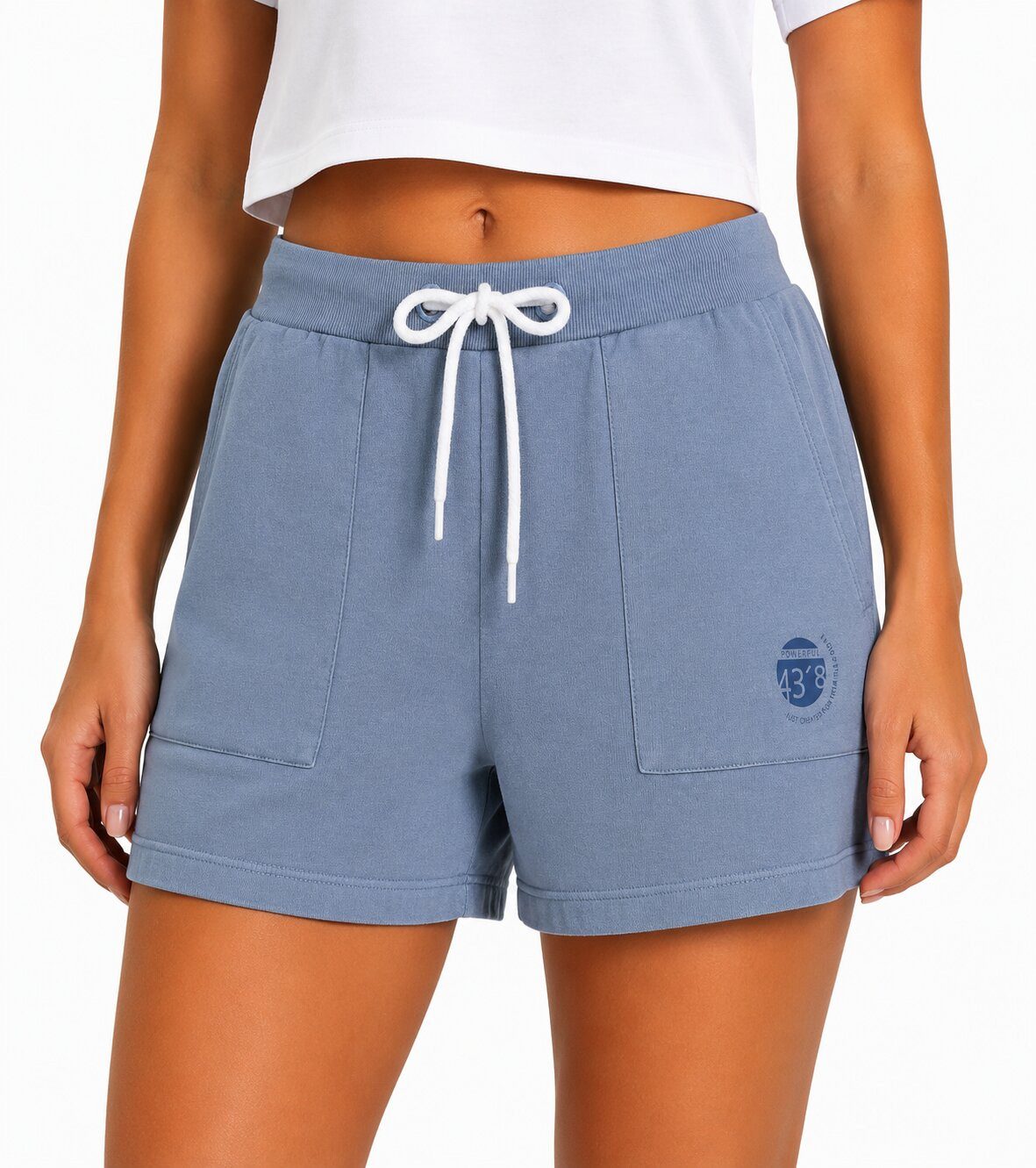 SUBLEVEL Shorts Damen Sweat Bermudas kurze Hose Baumwolle Hotpants Sommer Hose Leichte Sweat Bermuda mit Kordel, Hotpant