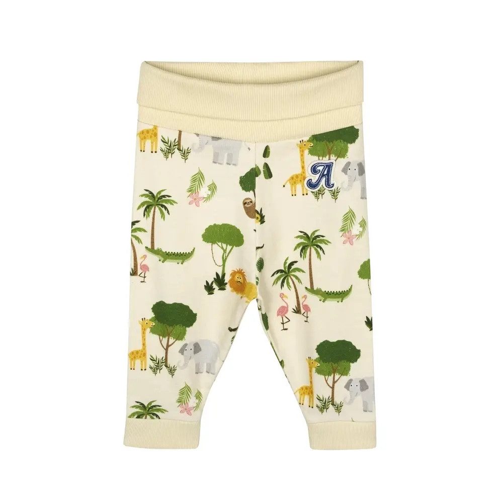 Alvi® Strampler ALVI Sweathose, antique white/AOP Jungle, Gr. 74
