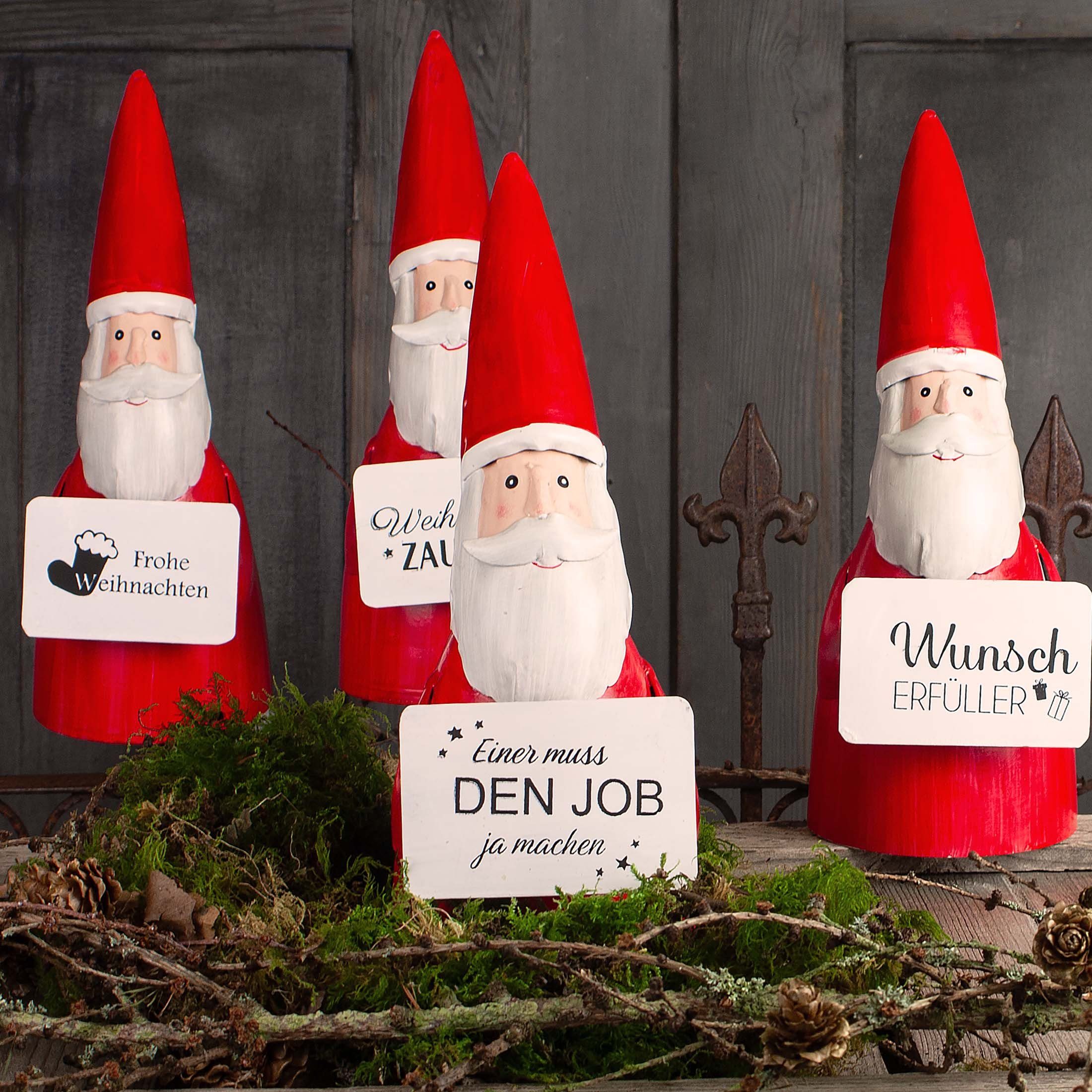 Paulslandhaus Gartenfigur Zaunhocker Weihnachtsmann Pfostenhocker Nikolaus Weihnachtsdekoration