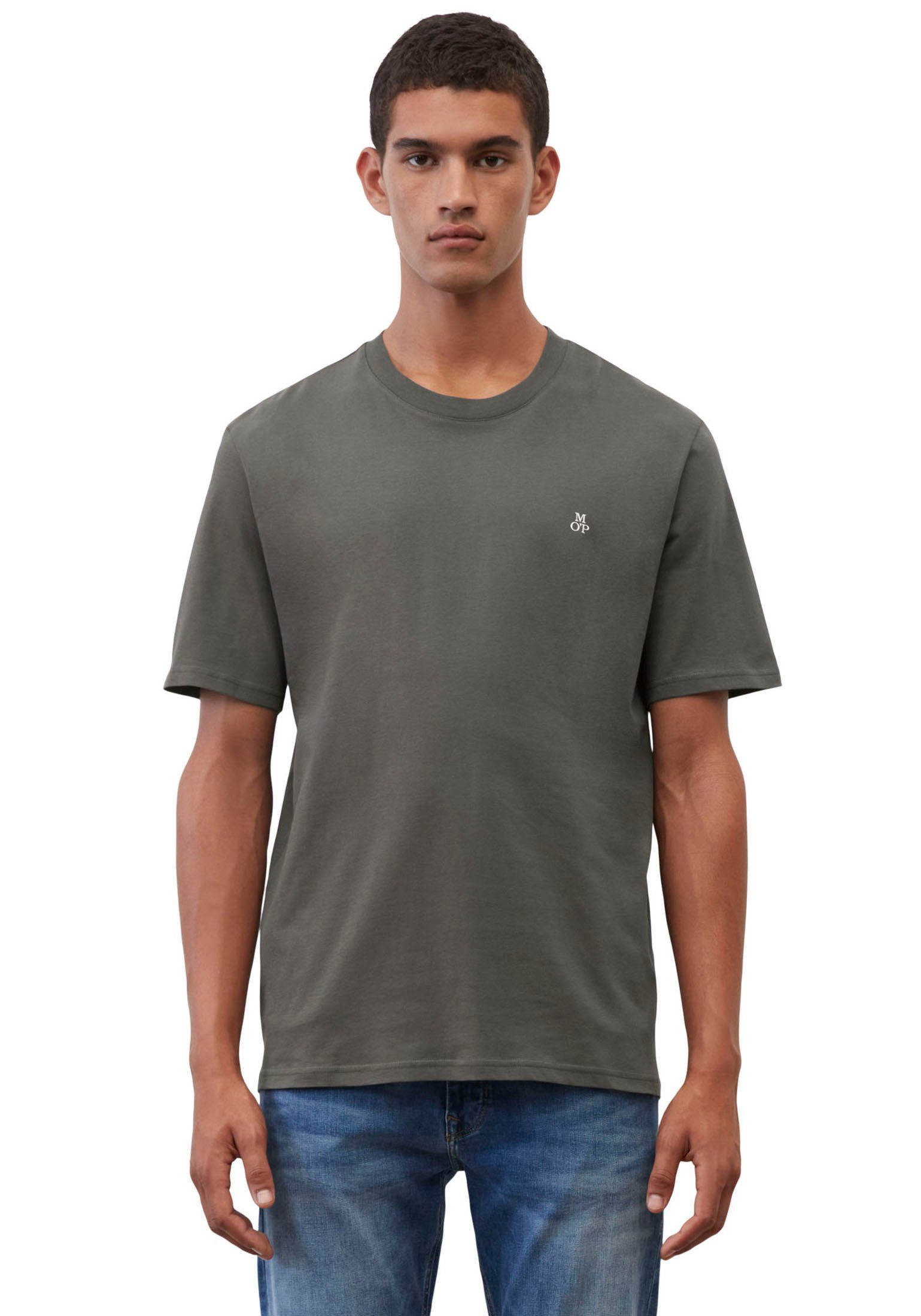 Marc O'Polo T-Shirt Logo-T-Shirt aus Bio-Baumwolle gray pinstripe