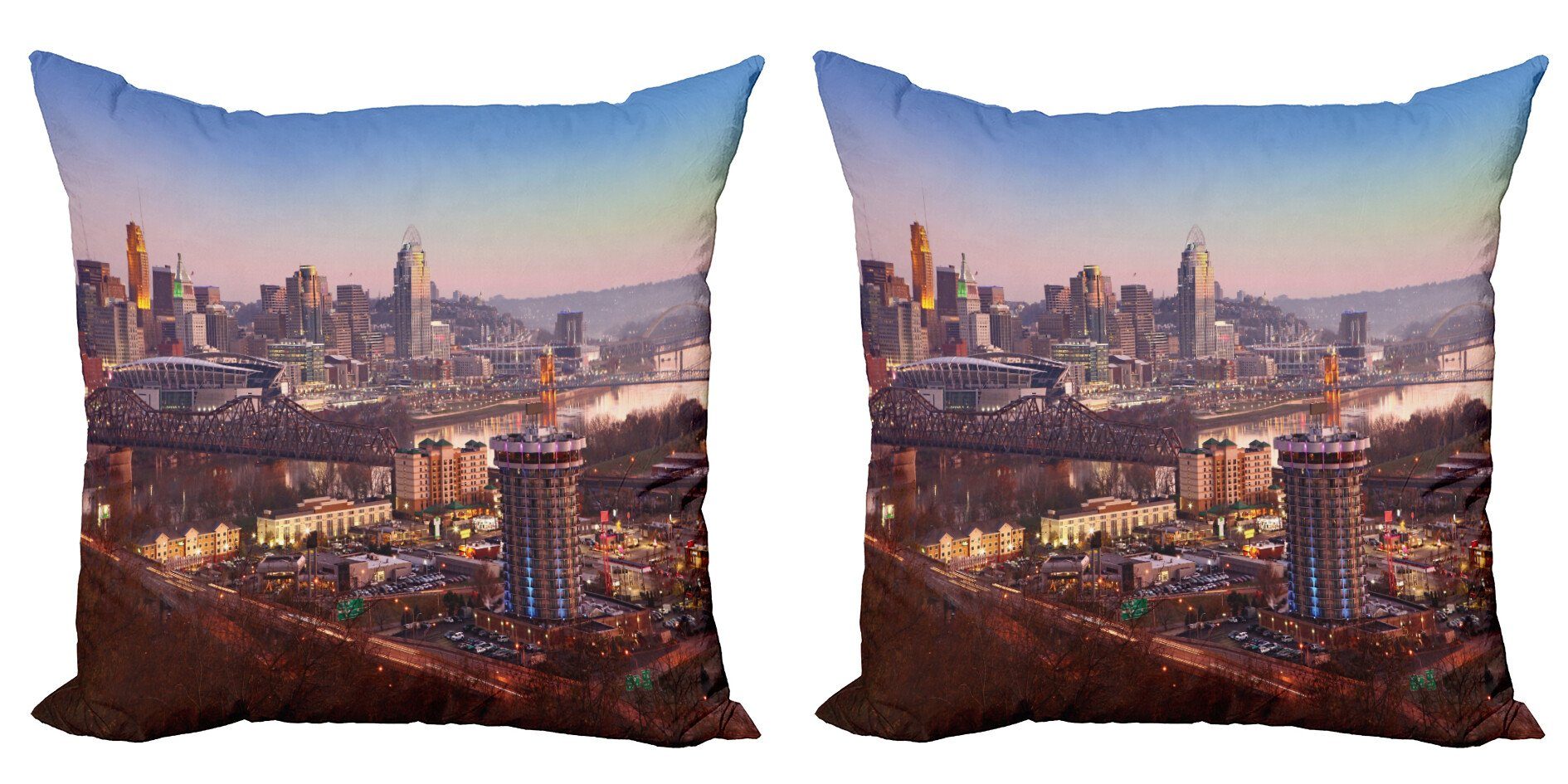 Cincinnati Modern Stück), Stadt Stadt Accent (2 Digitaldruck, Zentrum Abakuhaus der Doppelseitiger Kissenbezüge