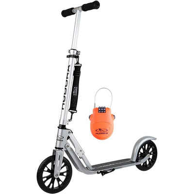 Hudora Scooter 14100/00 14492 2er Set BigWheel® Crossover 205, silber + Schloss