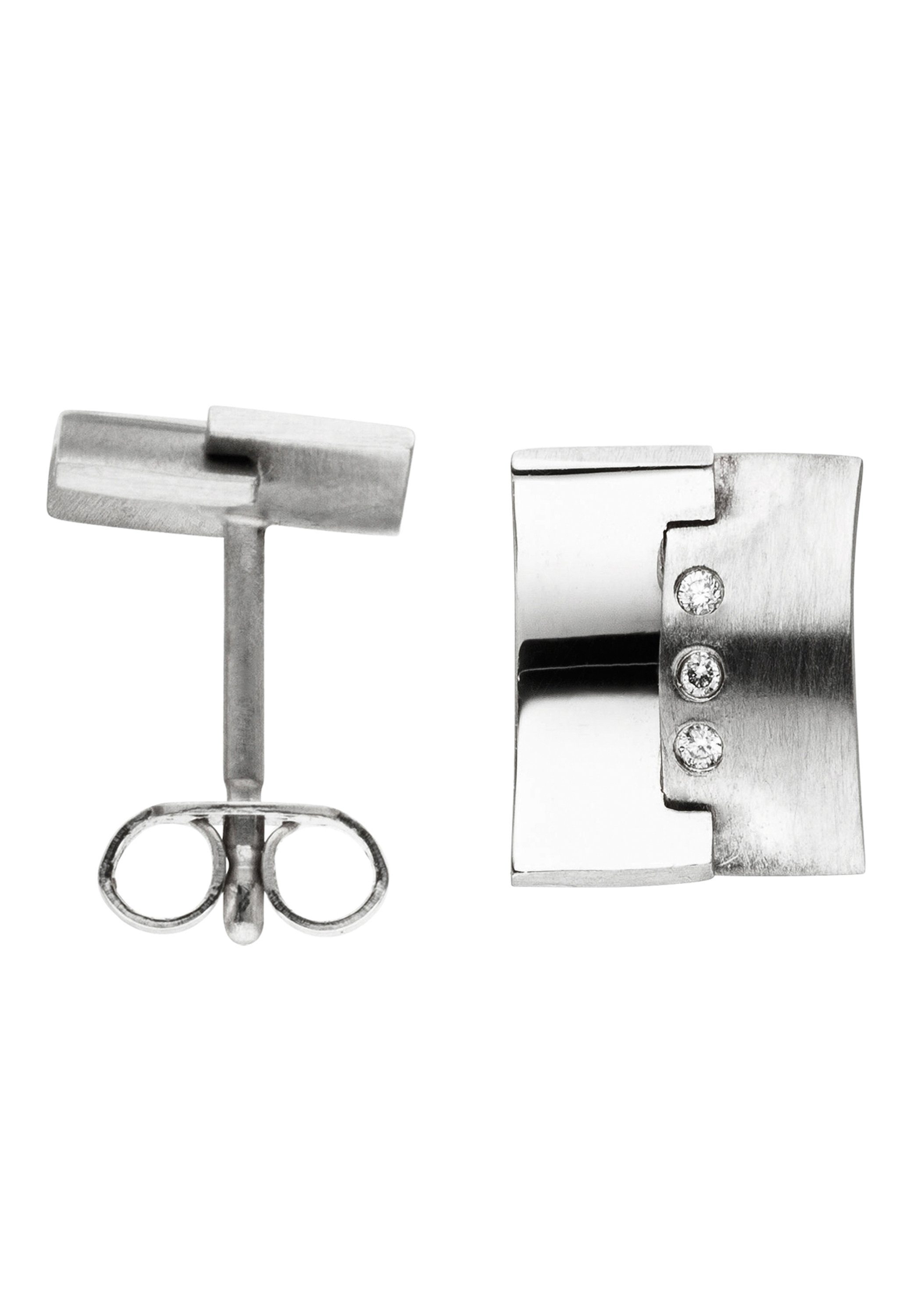JOBO Paar Ohrstecker Ohrringe Platinohrringe eckig 10 mm, 950 Platin mit 6 Diamanten