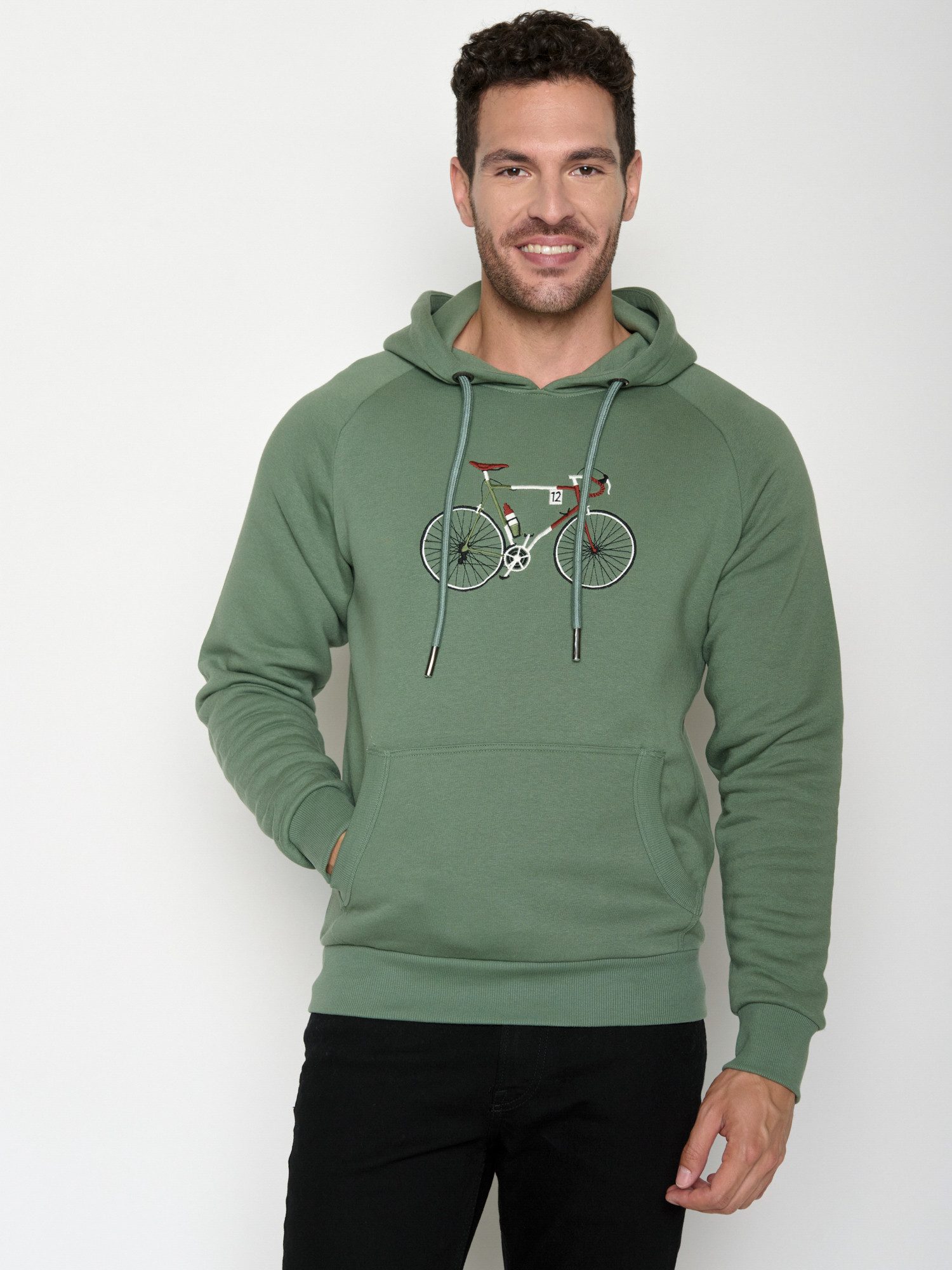 GreenBomb Hoodie Trek Bike Enzo Simple (1) regular geschnitten, aufgesetzte Fronttasche, Raglan Ärmel