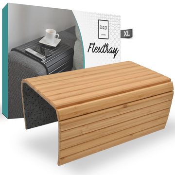D&D Living Tablett Sofatablett - Couch Ablage flexibel für Armlehne, 50 x 35 cm, Bambus