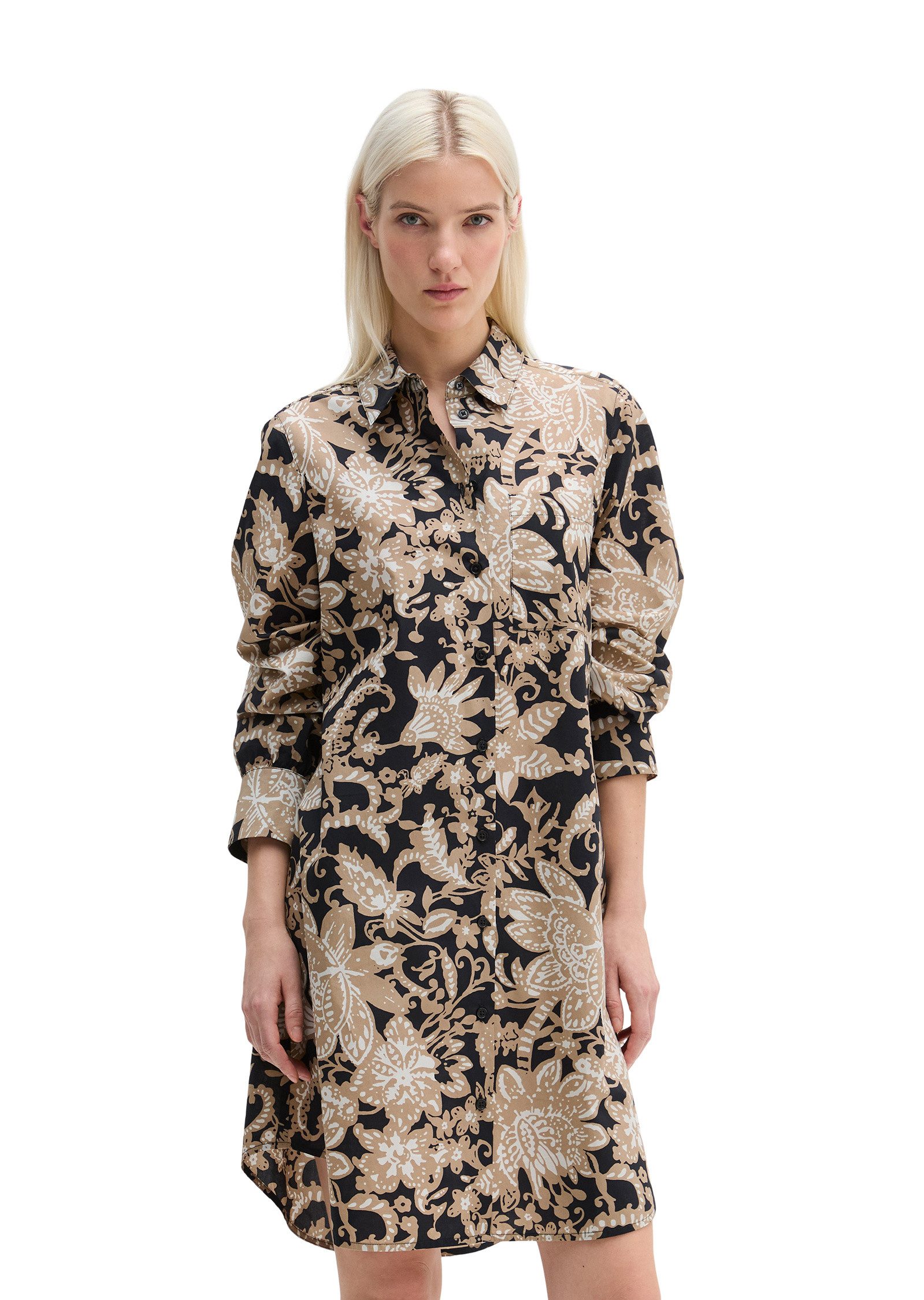 Marc O'Polo Hemdblusenkleid aus Papertouch-Popeline mit Allover-Print