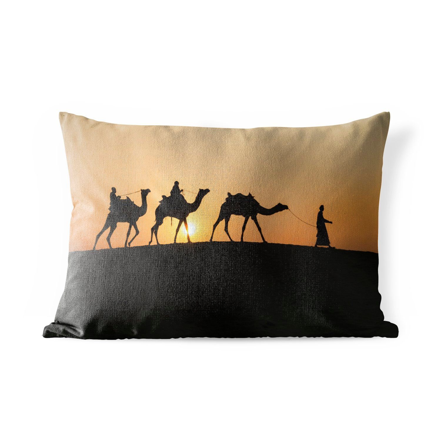 MuchoWow Dekokissen Silhouette von Dekokissenbezug, Kissenhülle Polyester, Outdoor-Dekorationskissen, Indien, Kamelen in