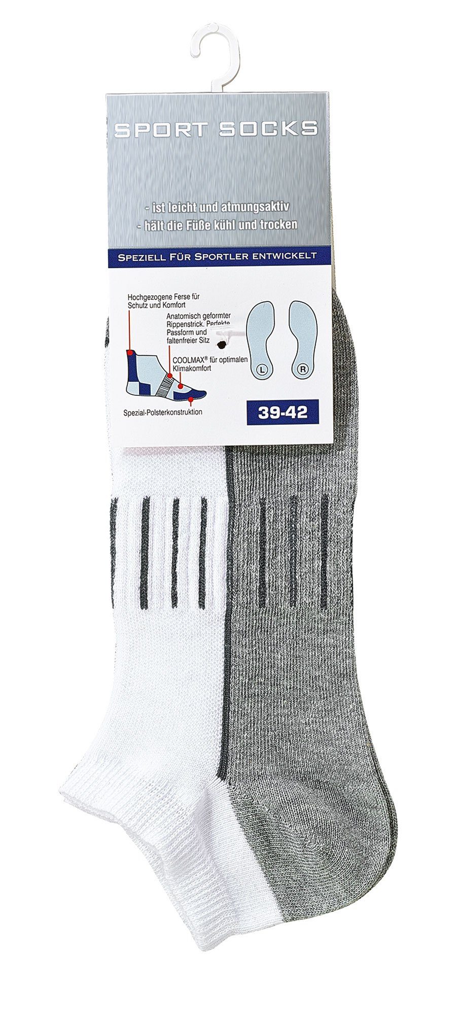 TippTexx Sportsocken unsichtbar fast mit Anti-Loch-Garantie Weiß Sport-Sneakersocken, 24 6 Paar