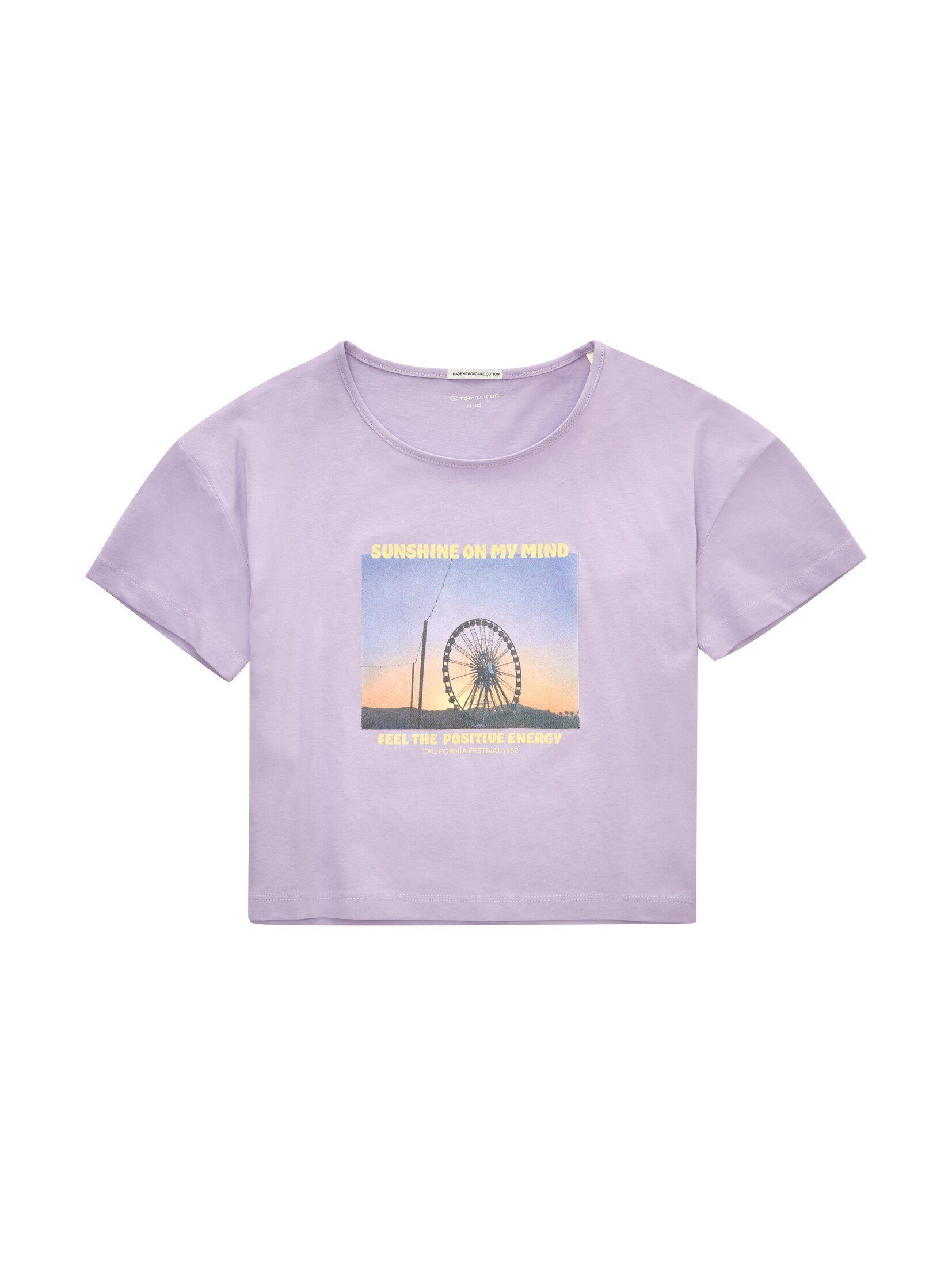 TOM TAILOR T-Shirt Cropped T-Shirt mit Print lilac sky