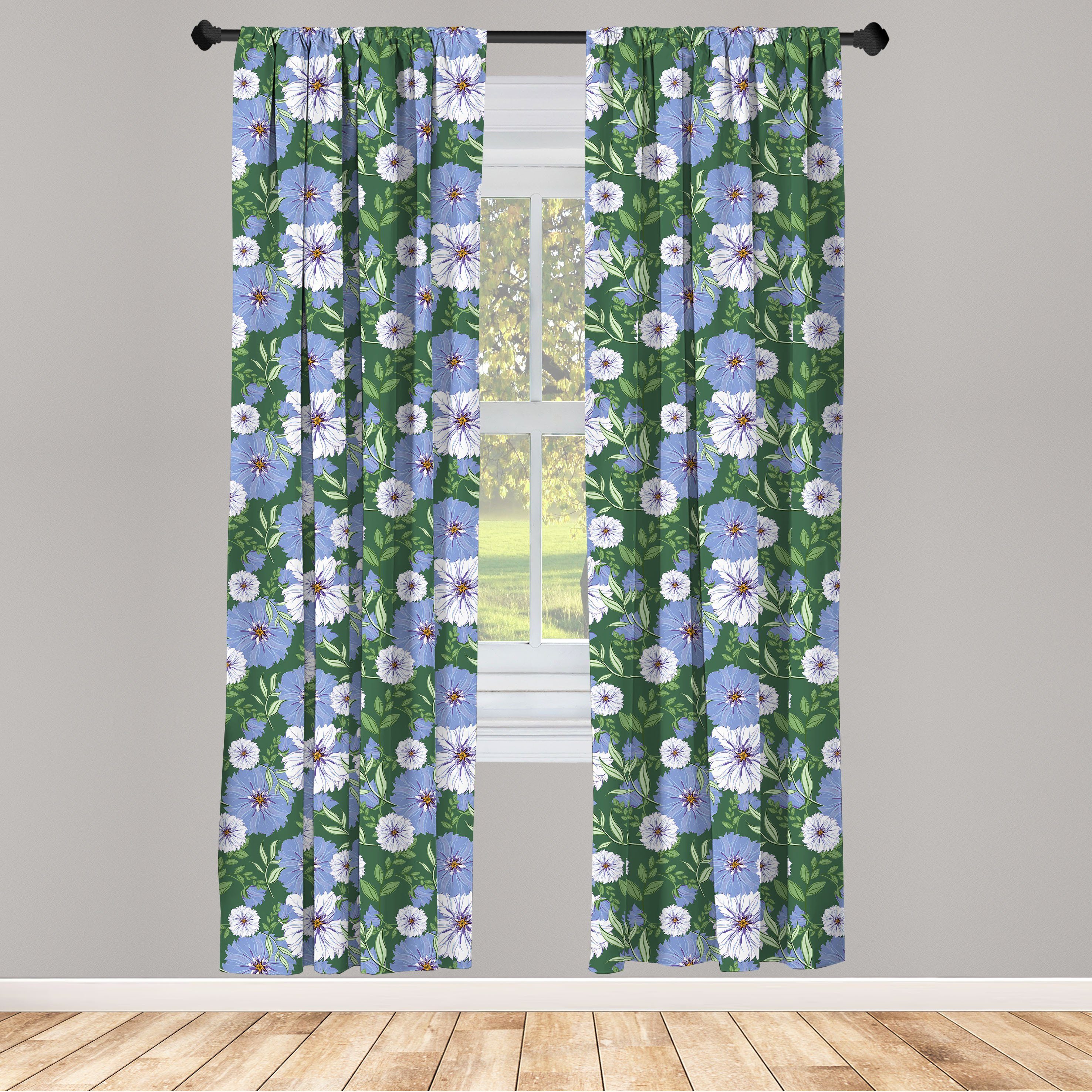 Gardine Vorhang für Wohnzimmer Schlafzimmer Dekor, Abakuhaus, Microfaser, Blumen Farbige Wiesenblumen