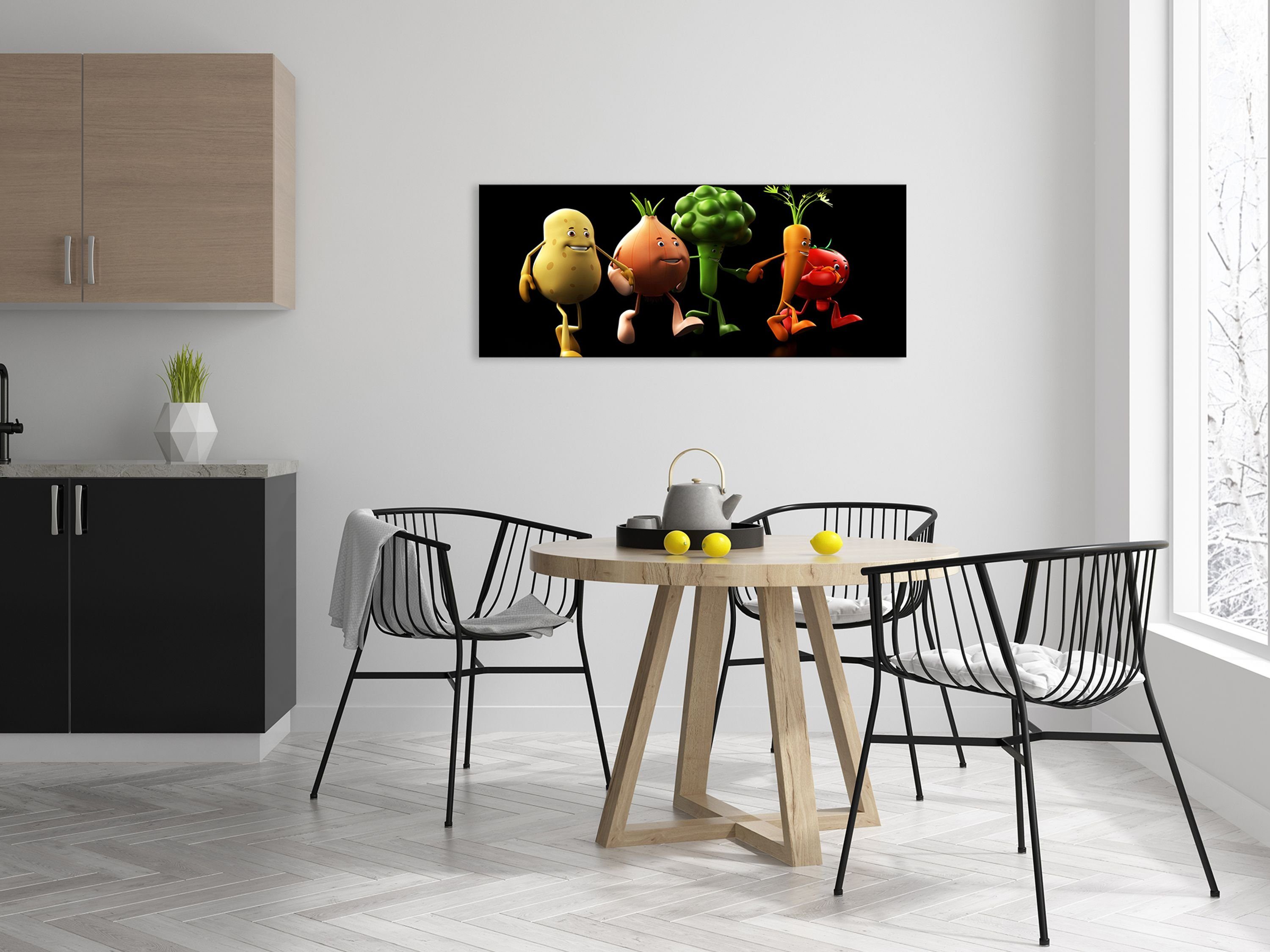 groß aus Glasbild Küchenbild: artissimo Gemüse lustiges witzig, Glas für Glasbild quer cm Bild die Küche XXL 125x50