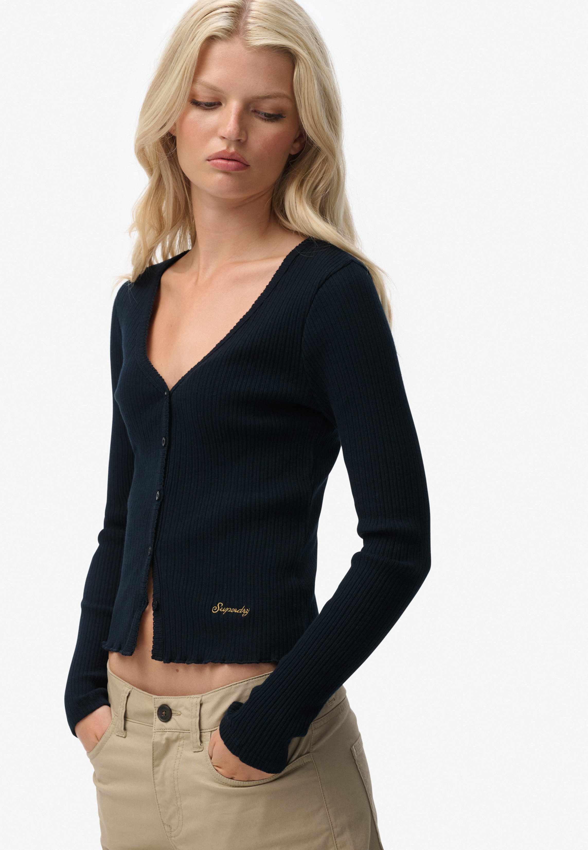 Superdry Langarmshirt ESSENTIAL BUTTON THRU LS günstig online kaufen