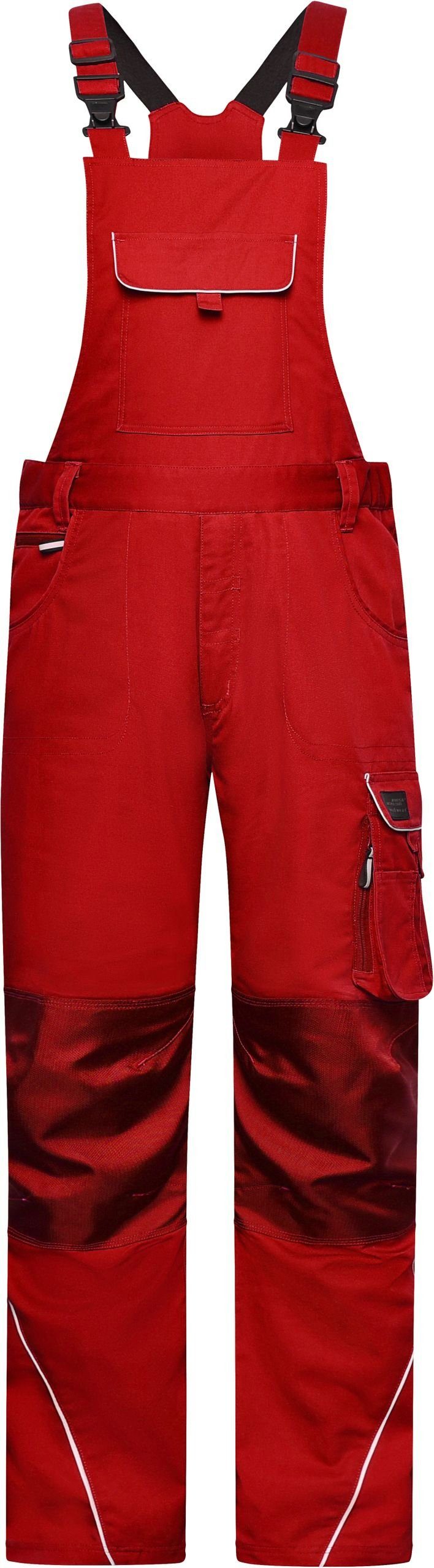 James & Nicholson Arbeitslatzhose Workwear Latzhose -Solid- normale Länge FaS50879M RED