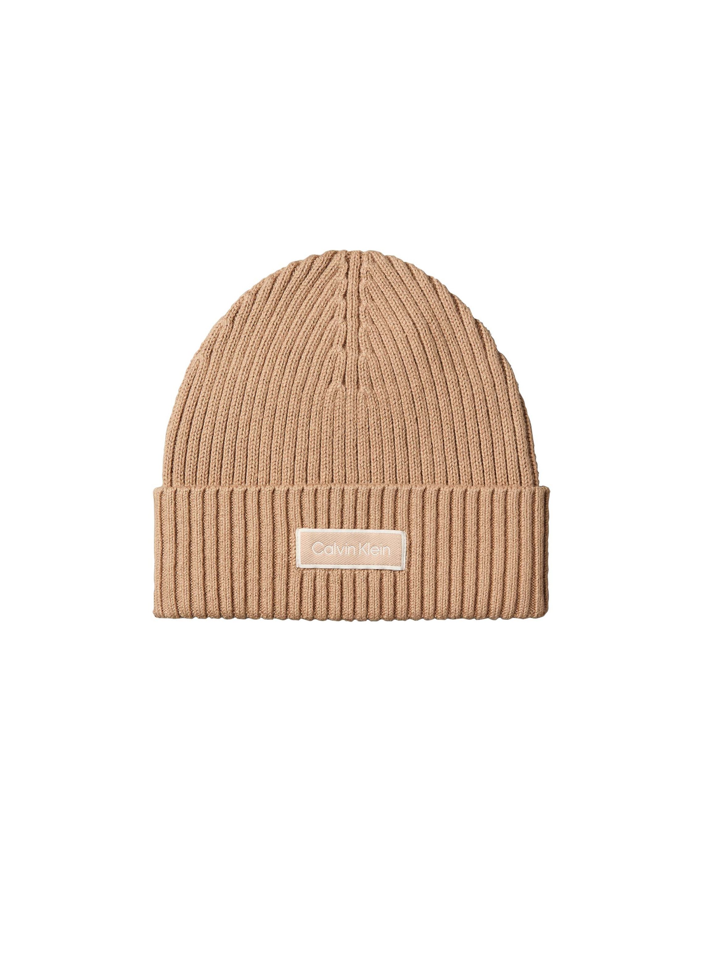 Calvin Klein Beanie PATCH CHUNKY RIB COTTON BEANIE Regular fit mit aufgenähtem Markenlogo