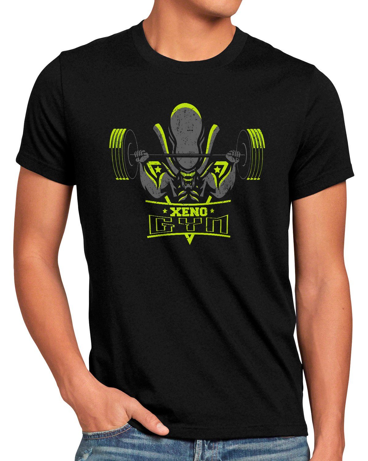 style3 Print-Shirt Herren T-Shirt Alien Gym xenomorph alien sport fitness studio