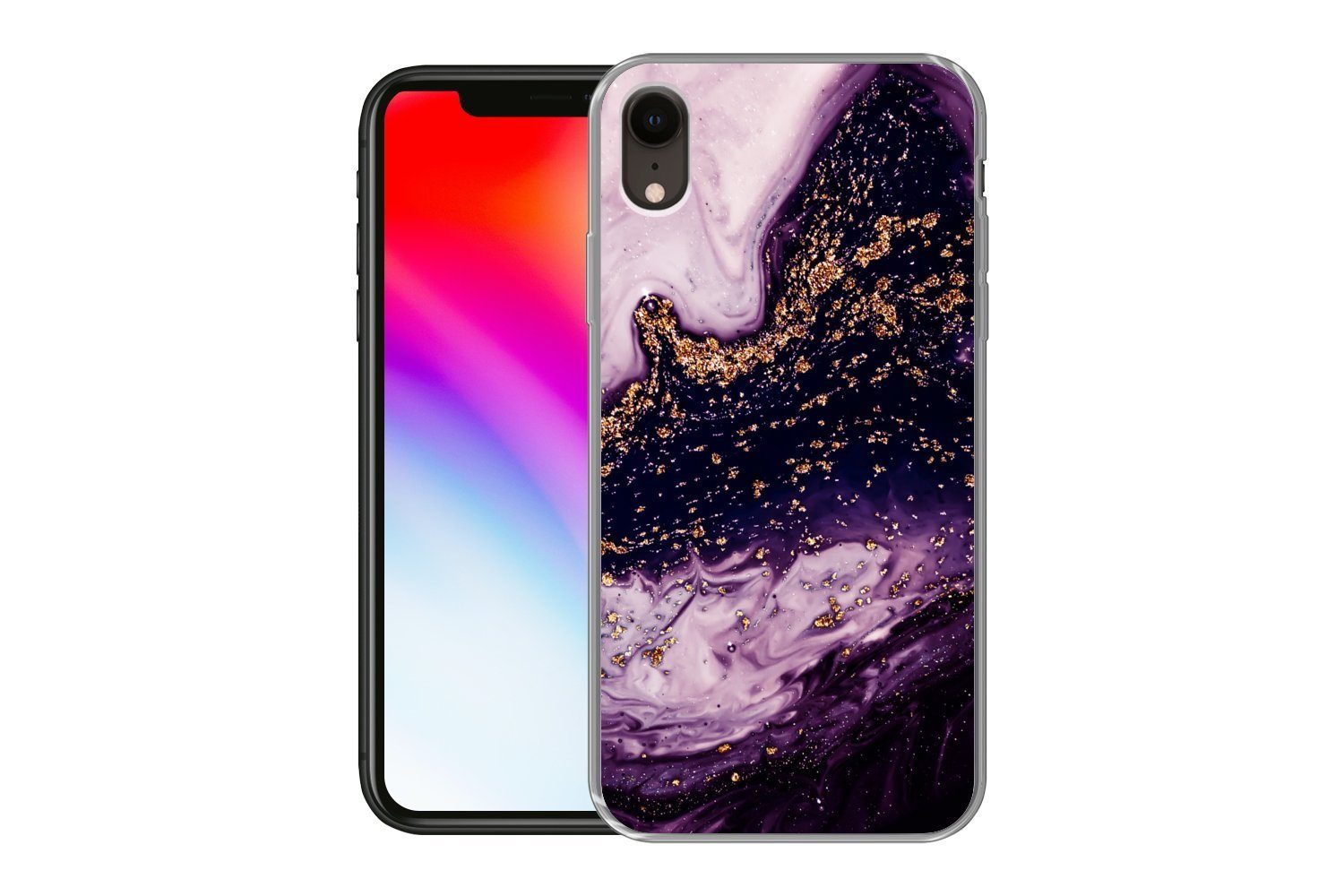 MuchoWow Handyhülle für Apple iPhone XR Marmor - Gold - Naturstein, Smartphone-Bumper, Print, Handy Schutzhülle Dünn