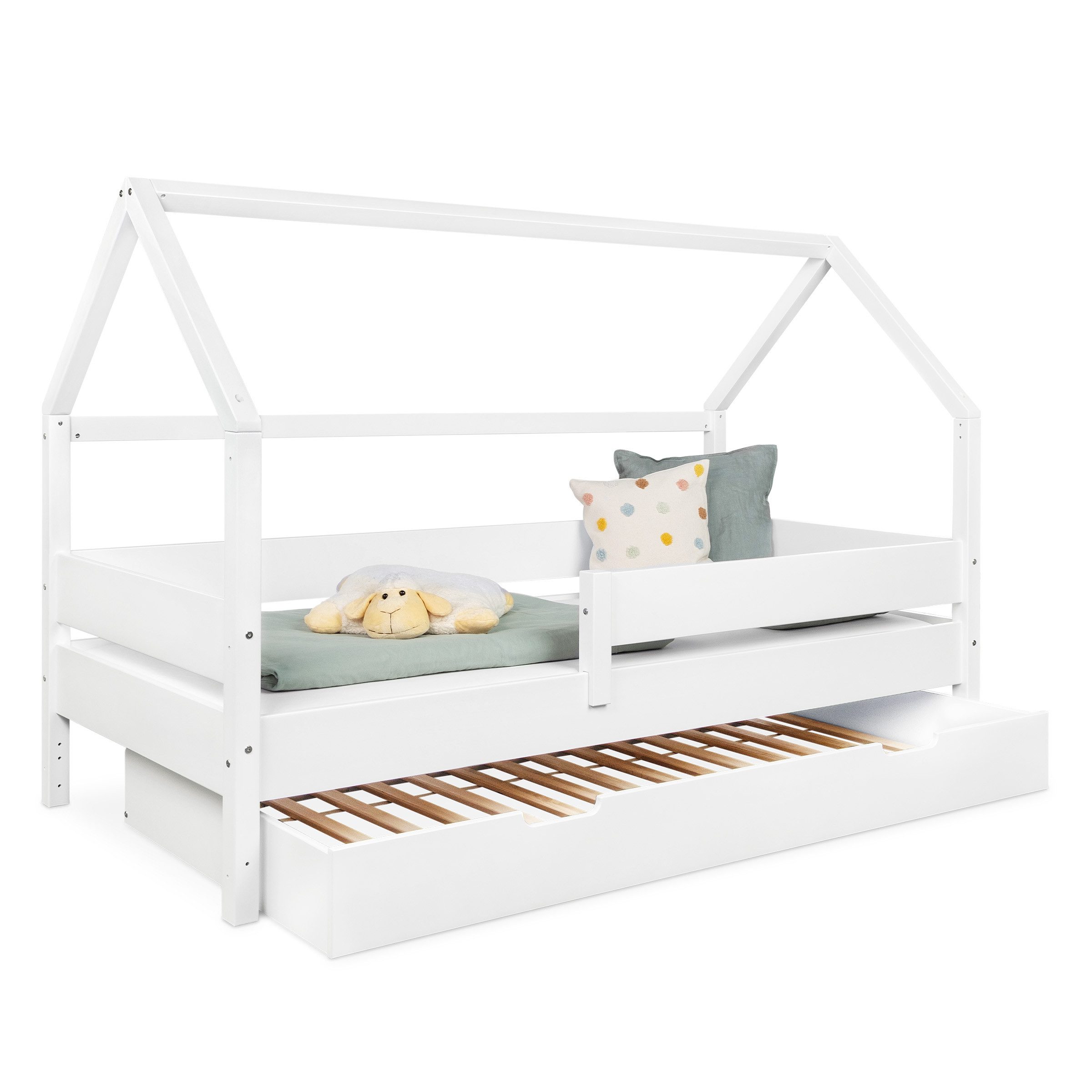 Ehrenkind Bett Hausbett Nova aus massivem Buchenholz mit Rausfallschutz, Massives Buchenholz